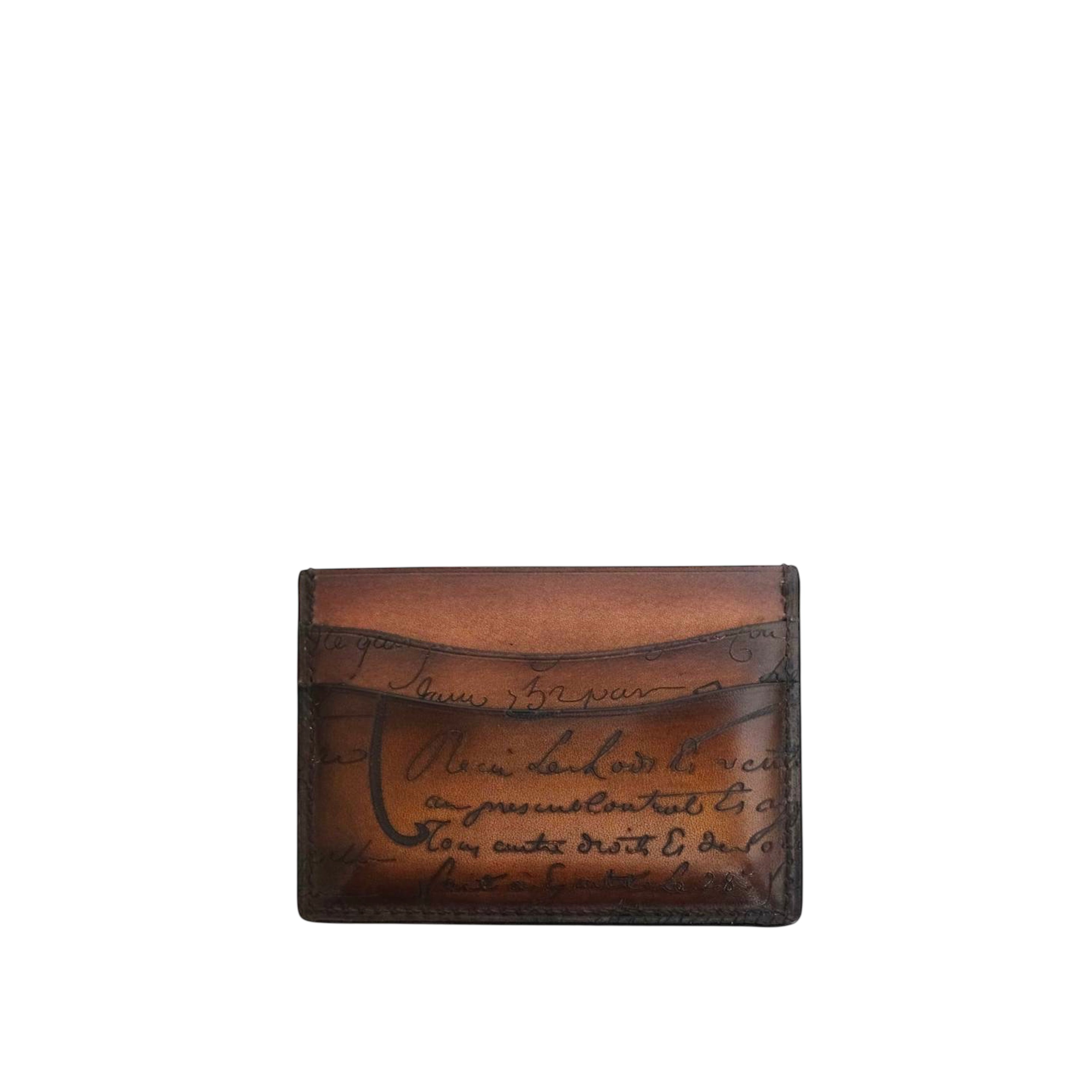 BERLUTI - Card Holder Bambou Scritto Leather in Cacao Intenso (MOTIF 1)
