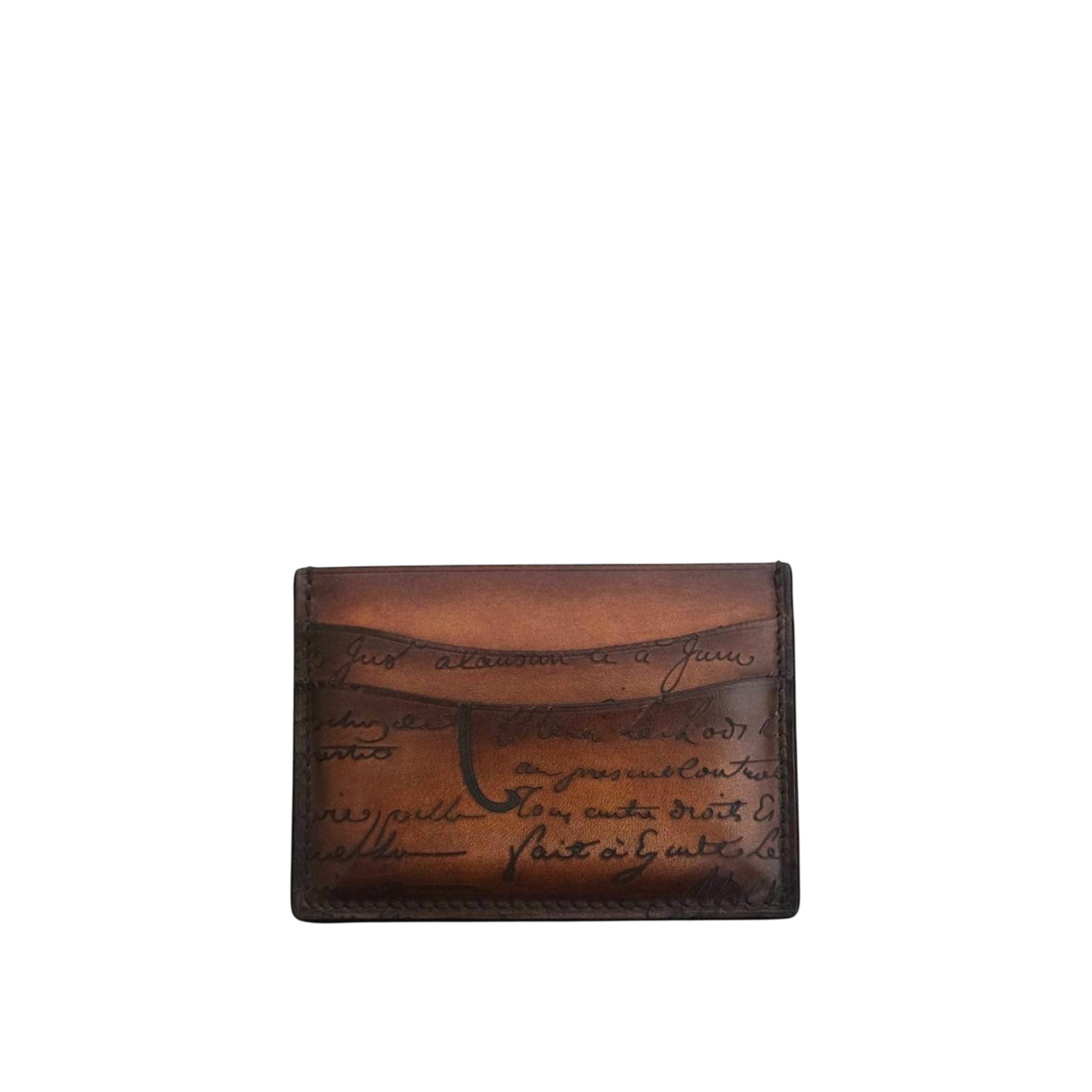 BERLUTI - Card Holder Bambou Scritto Leather in Cacao Intenso (MOTIF 1)
