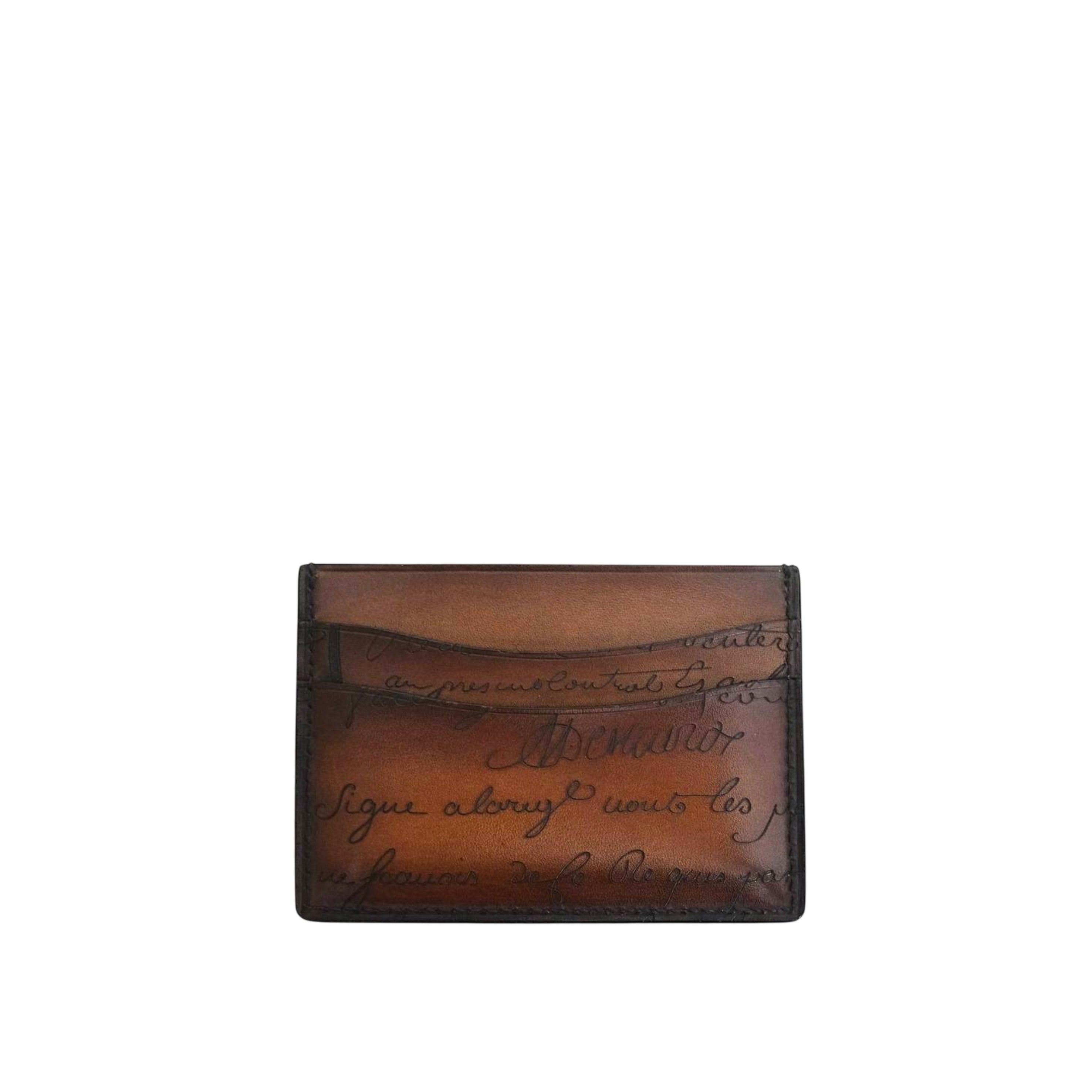 BERLUTI - Card Holder Bambou Scritto Leather in Cacao Intenso (MOTIF 2)