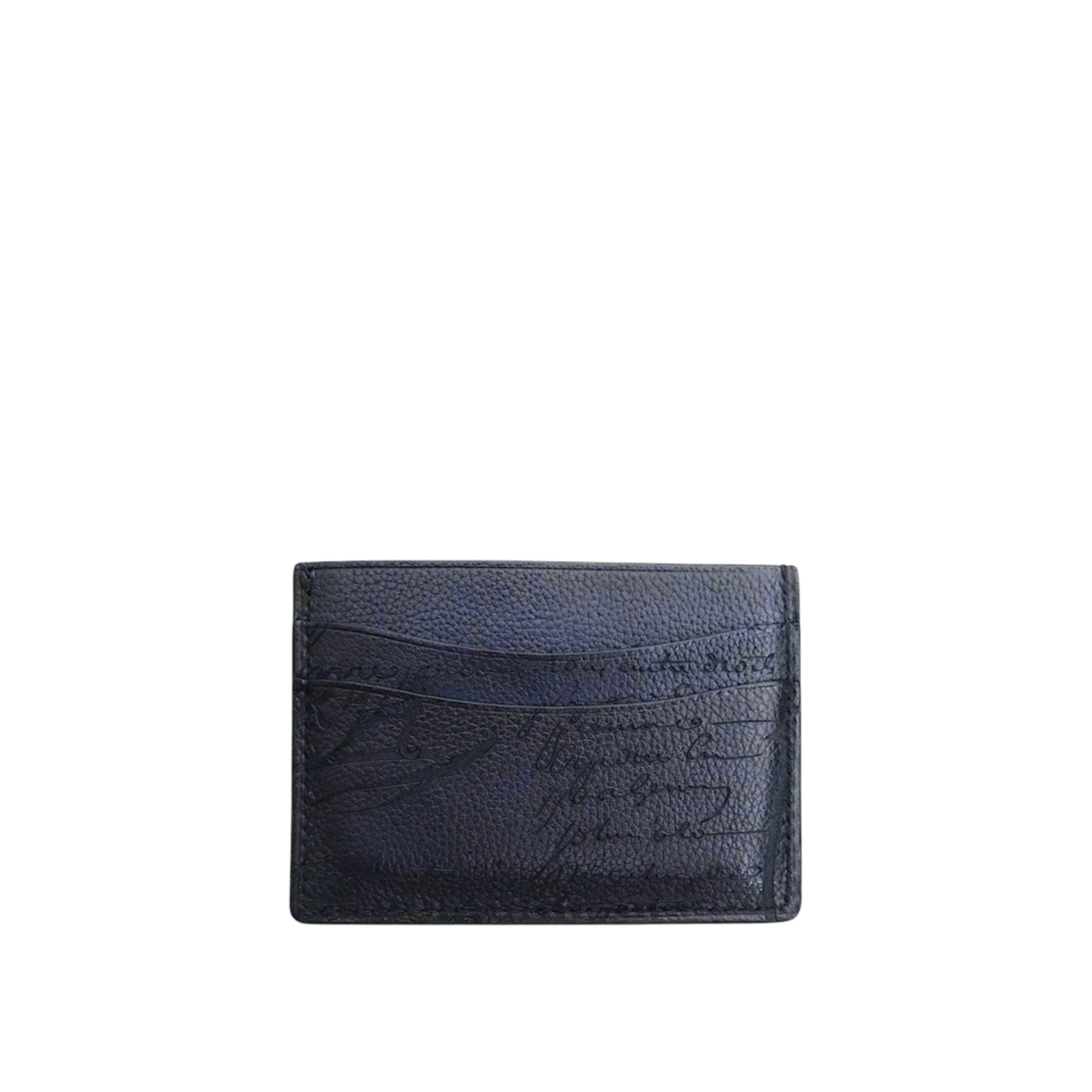 BERLUTI - Card Holder Bambou Scrtitto Grained Leather in Indigo Blue