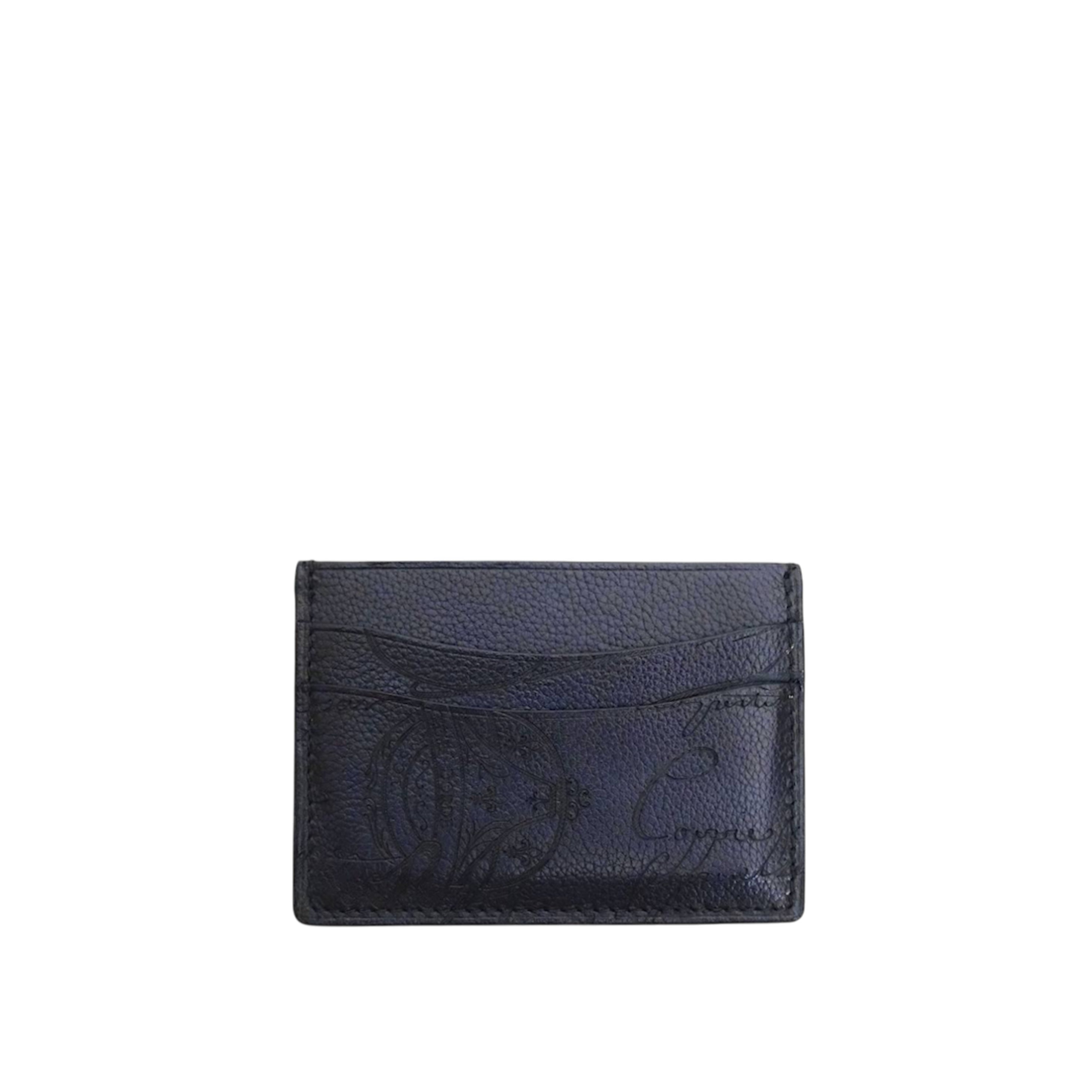 BERLUTI - Card Holder Bambou Scrtitto Grained Leather in Indigo Blue