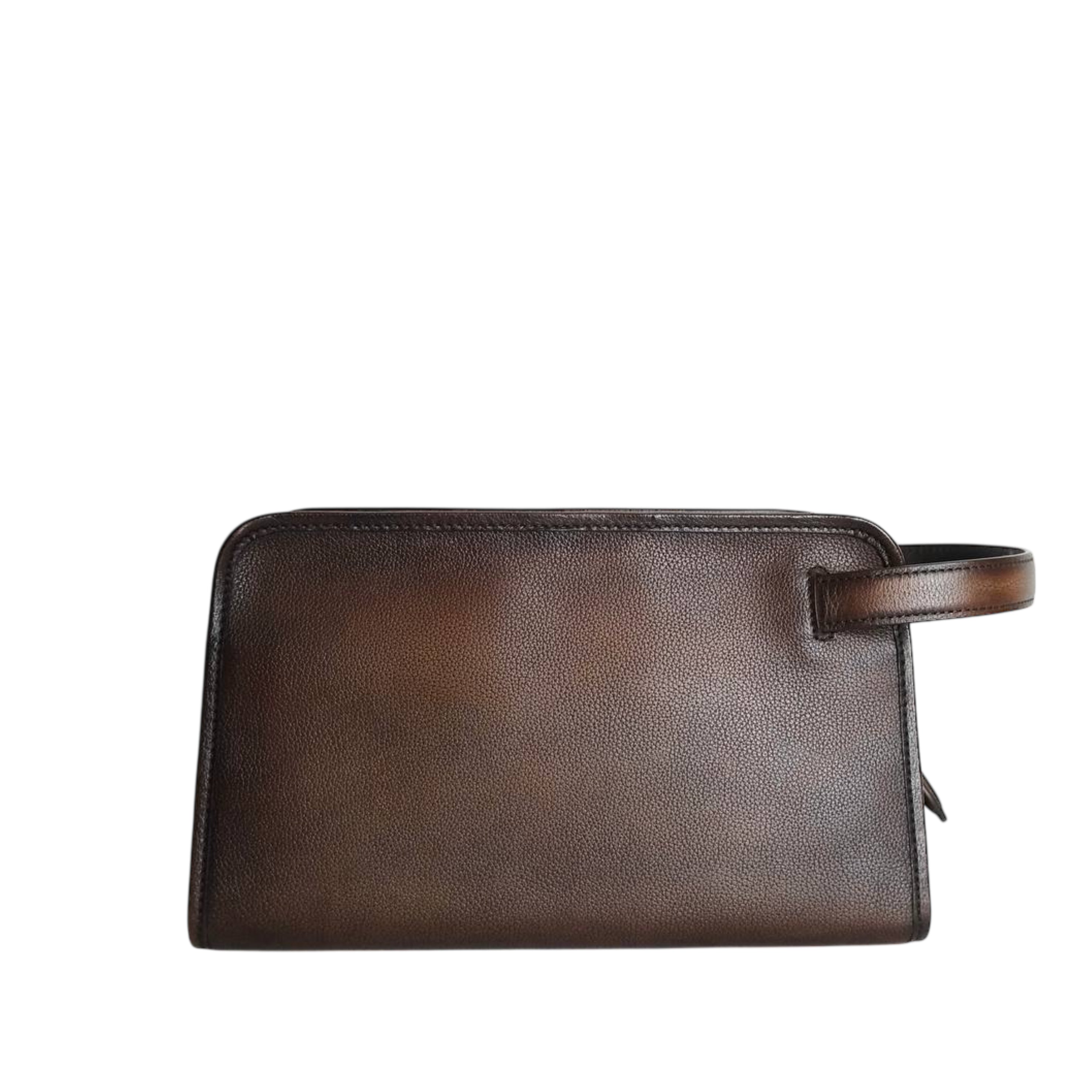 BERLUTI - Morning Pouch Scritto Grained Leather in Brown