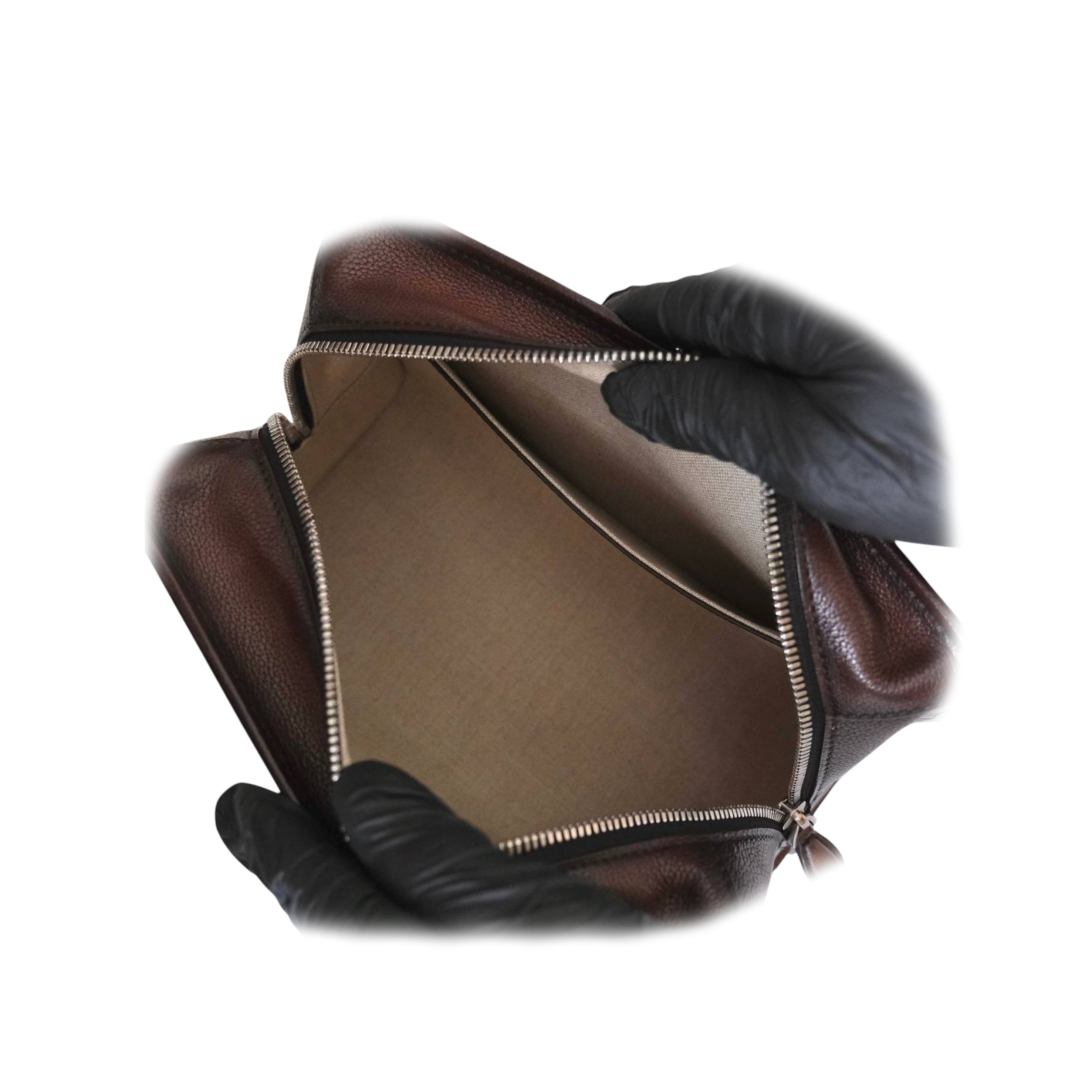 BERLUTI - Morning Pouch Scritto Grained Leather in Brown