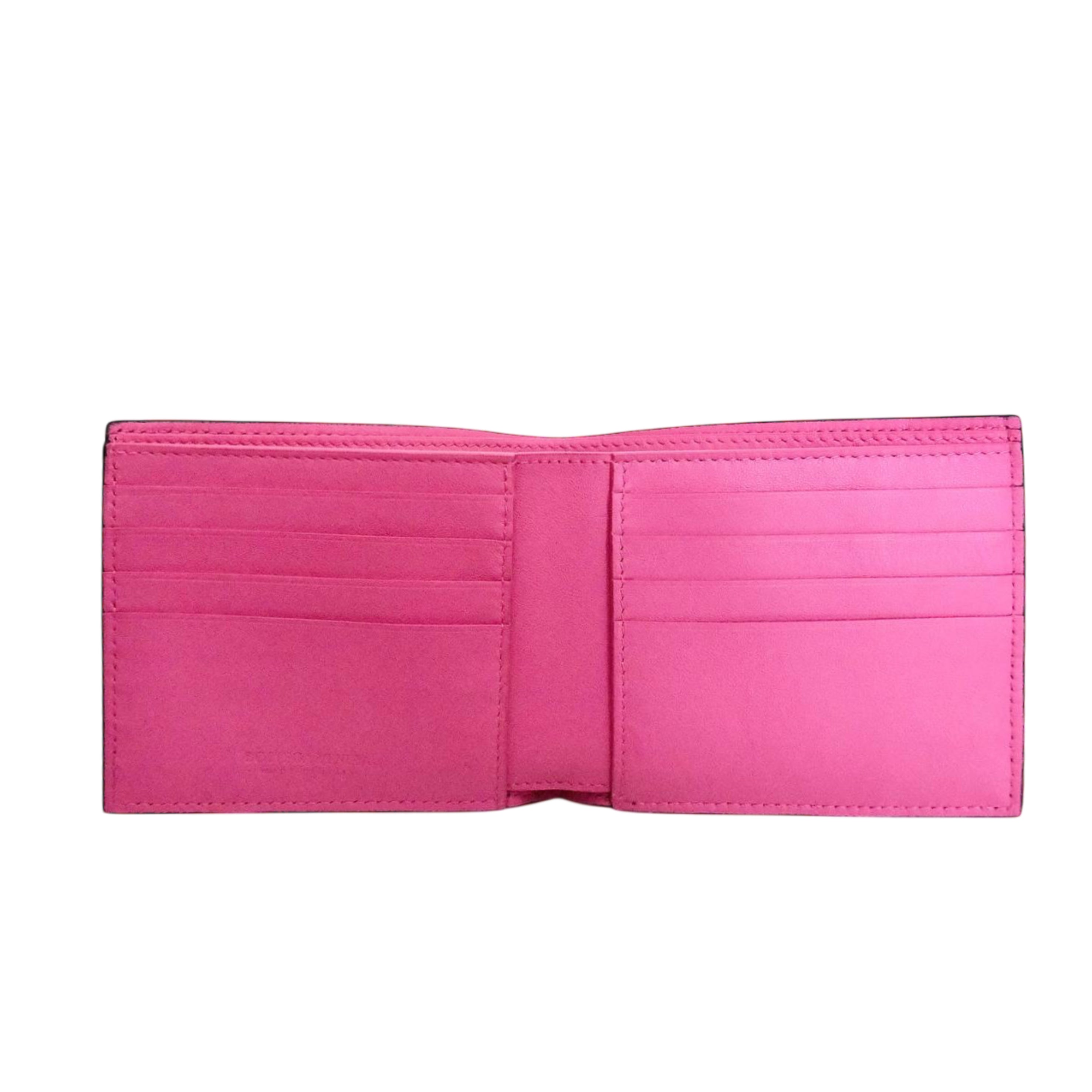 BOTTEGA VENETA - Bifold Wallet in Dark Green Camping/ Pink Bubble