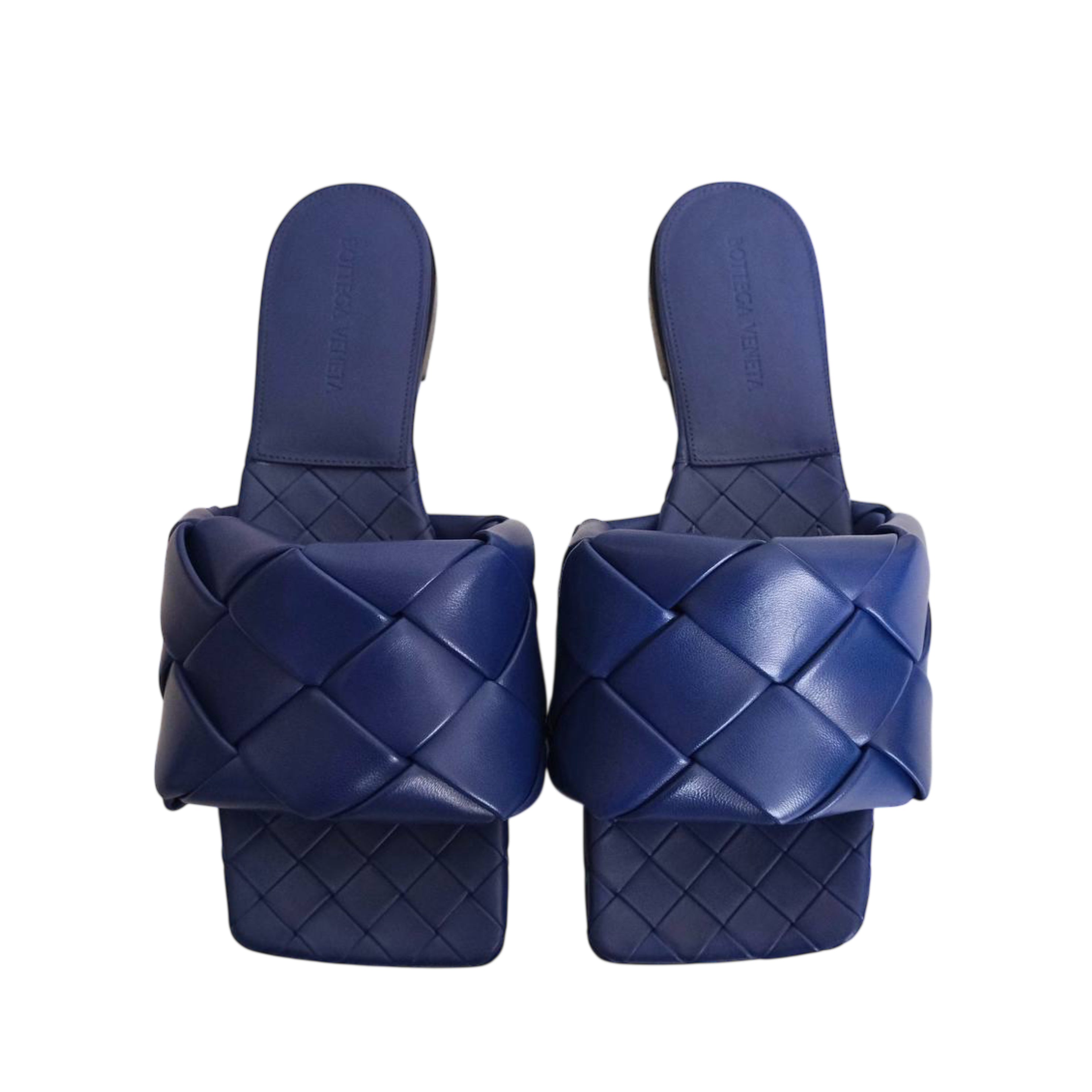 BOTTEGA VENETA - Lido Flat Sandals Leather in Blue Cruise