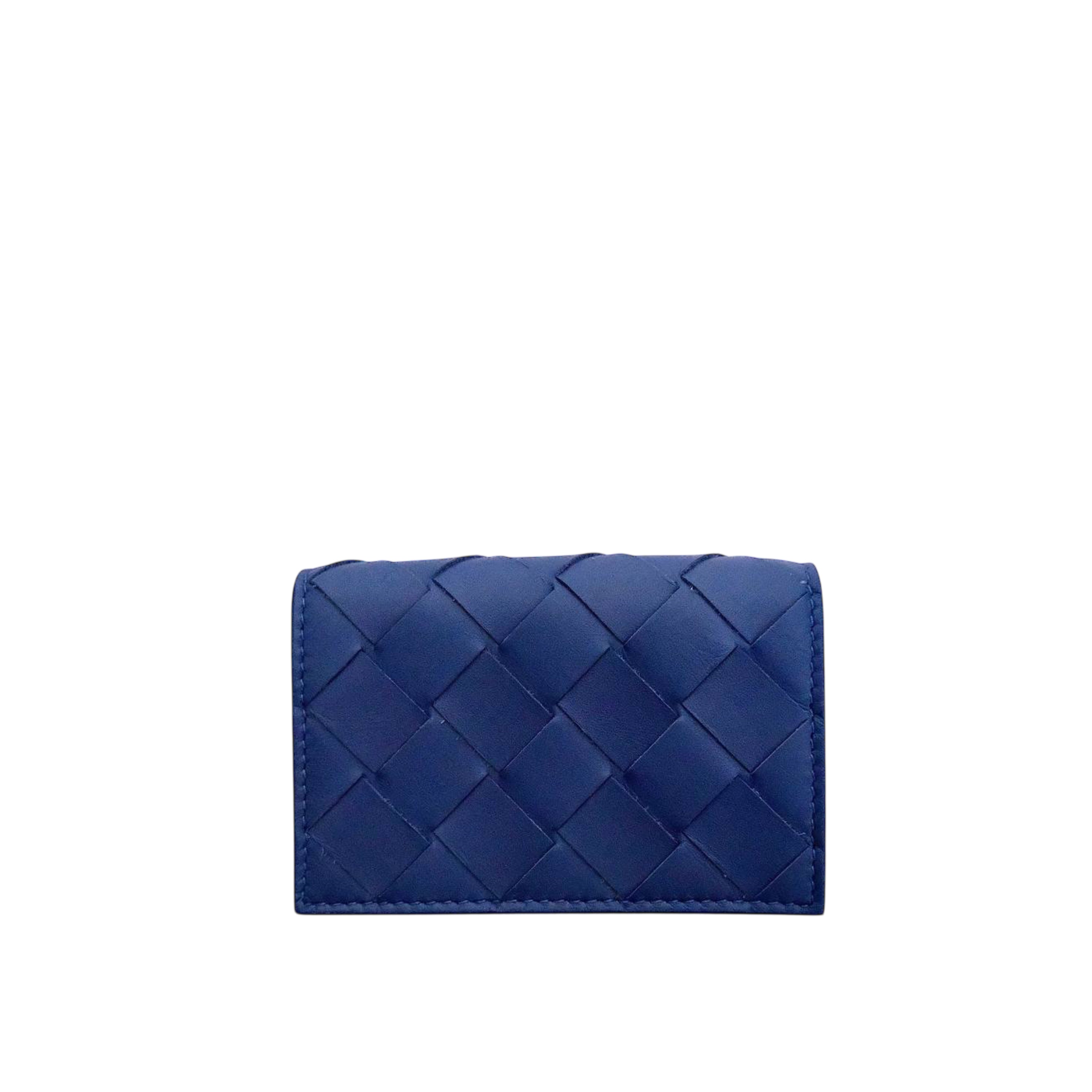 BOTTEGA VENETA - Trifold Compact Wallet in Blue Cruise