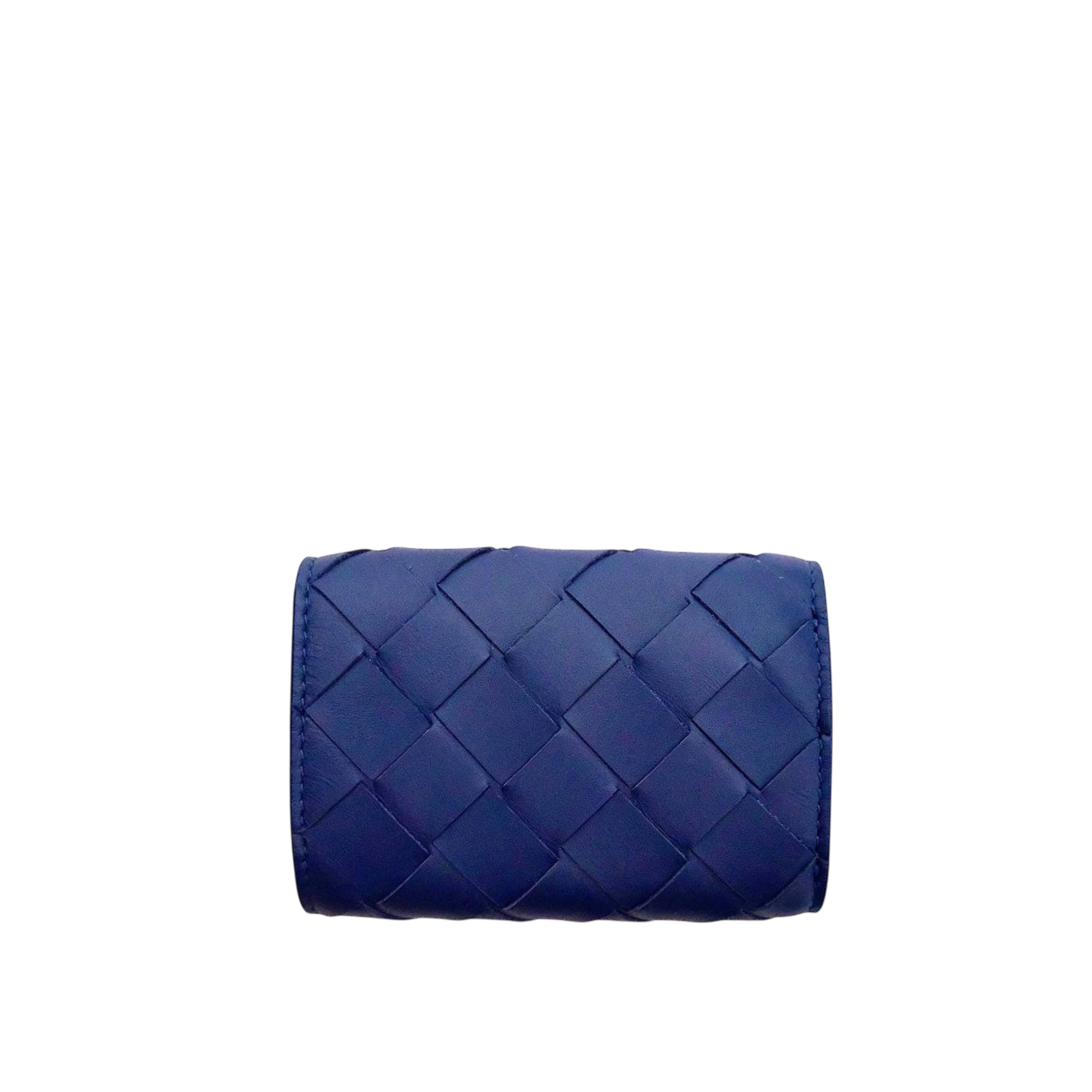 BOTTEGA VENETA - Trifold Compact Wallet in Blue Cruise