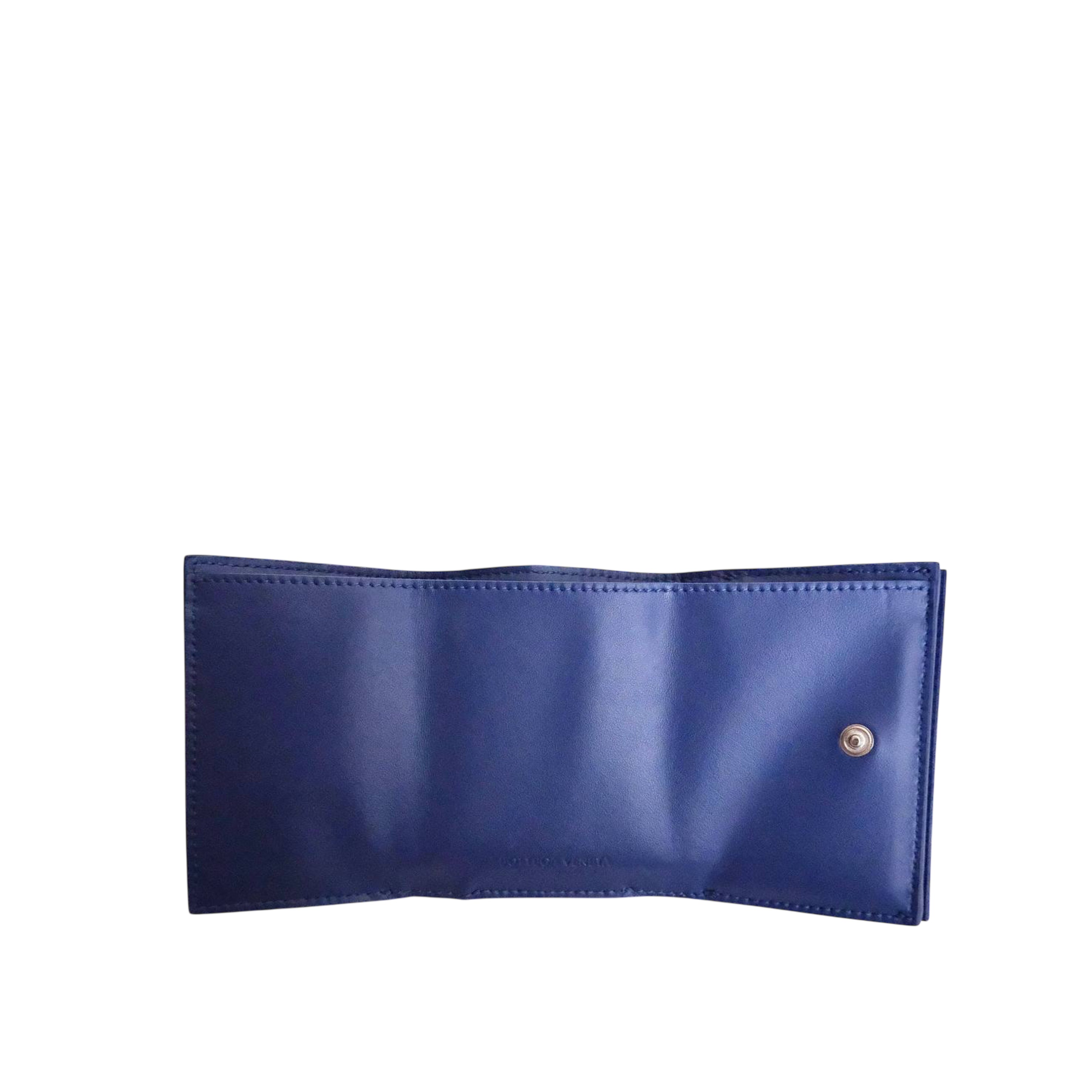 BOTTEGA VENETA - Trifold Compact Wallet in Blue Cruise