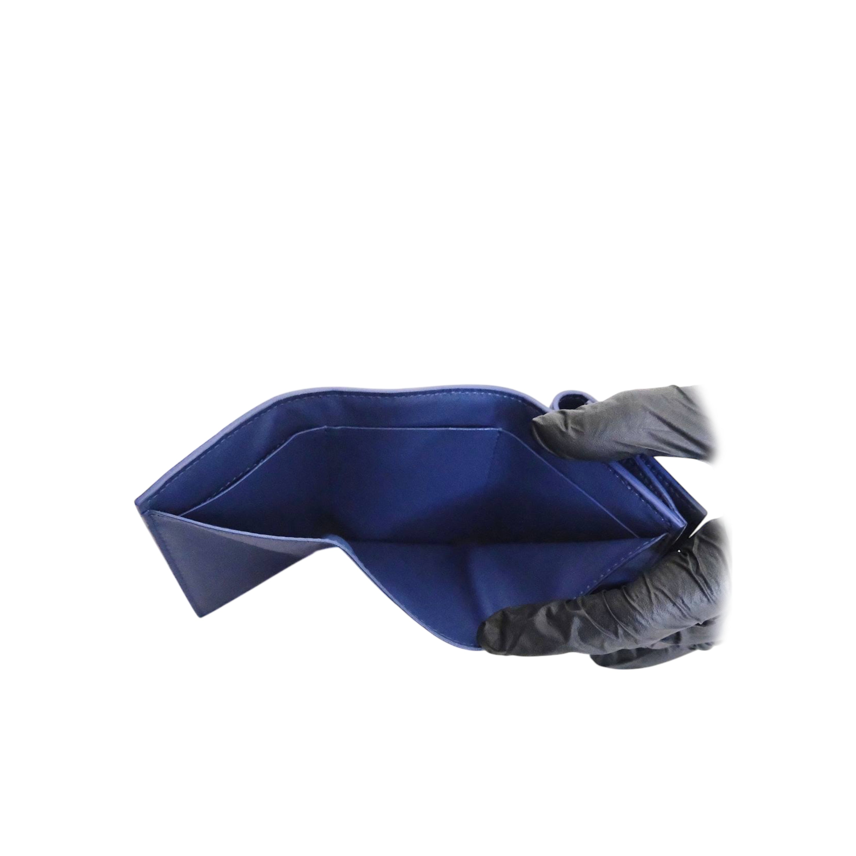 BOTTEGA VENETA - Trifold Compact Wallet in Blue Cruise