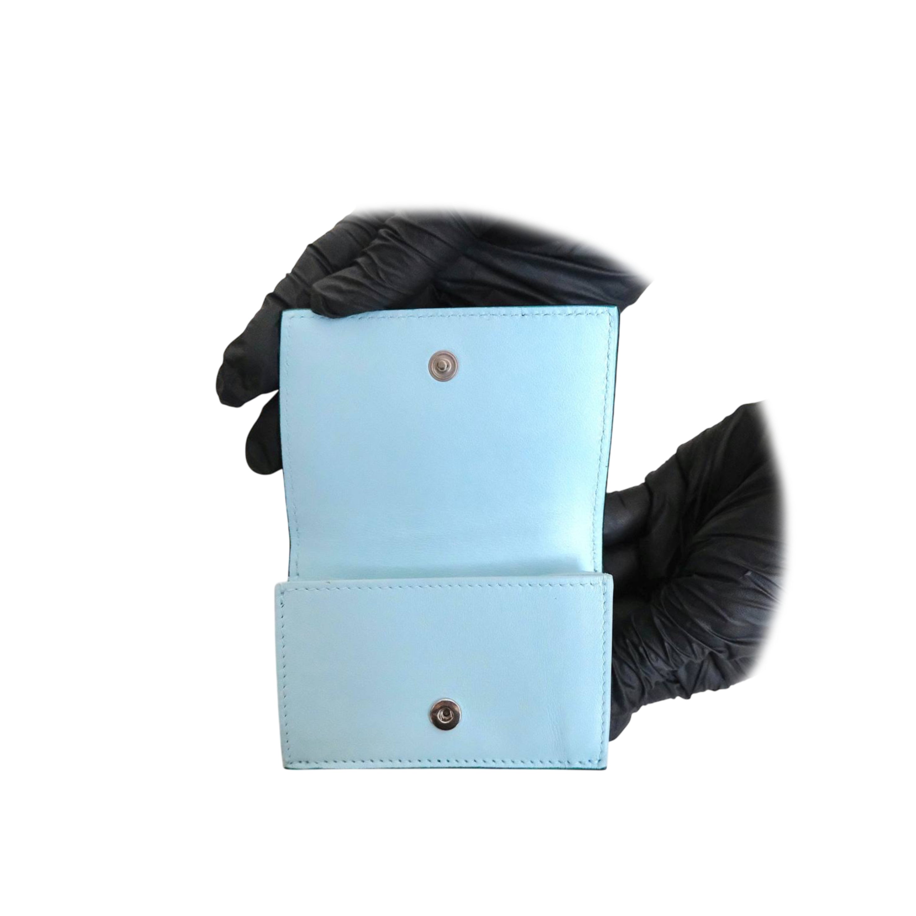 BOTTEGA VENETA - Trifold Compact Wallet in Inkwell/ Pale Blue