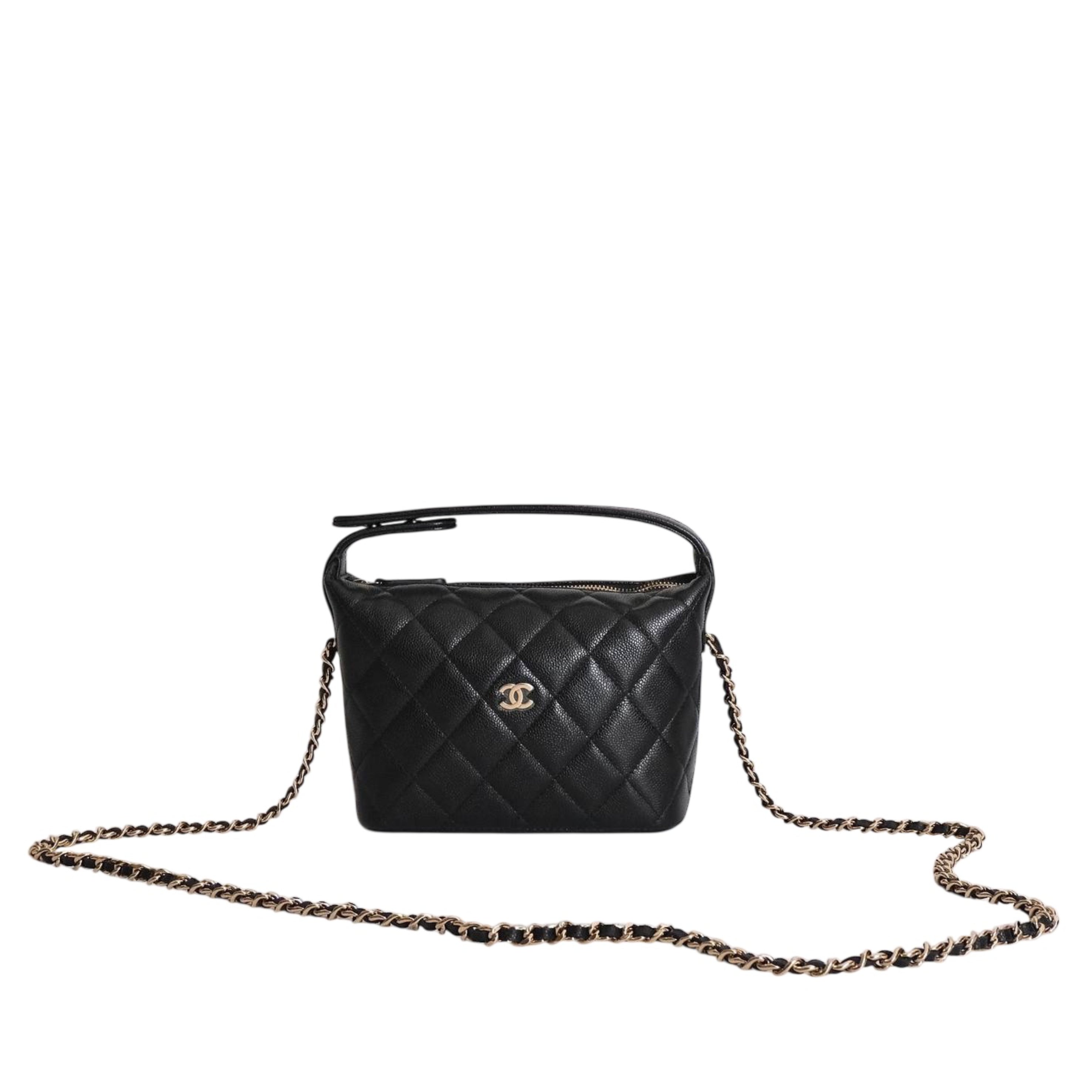 CHANEL - Hobo Slingbag Caviar Leather in Black (Gold Hardware)