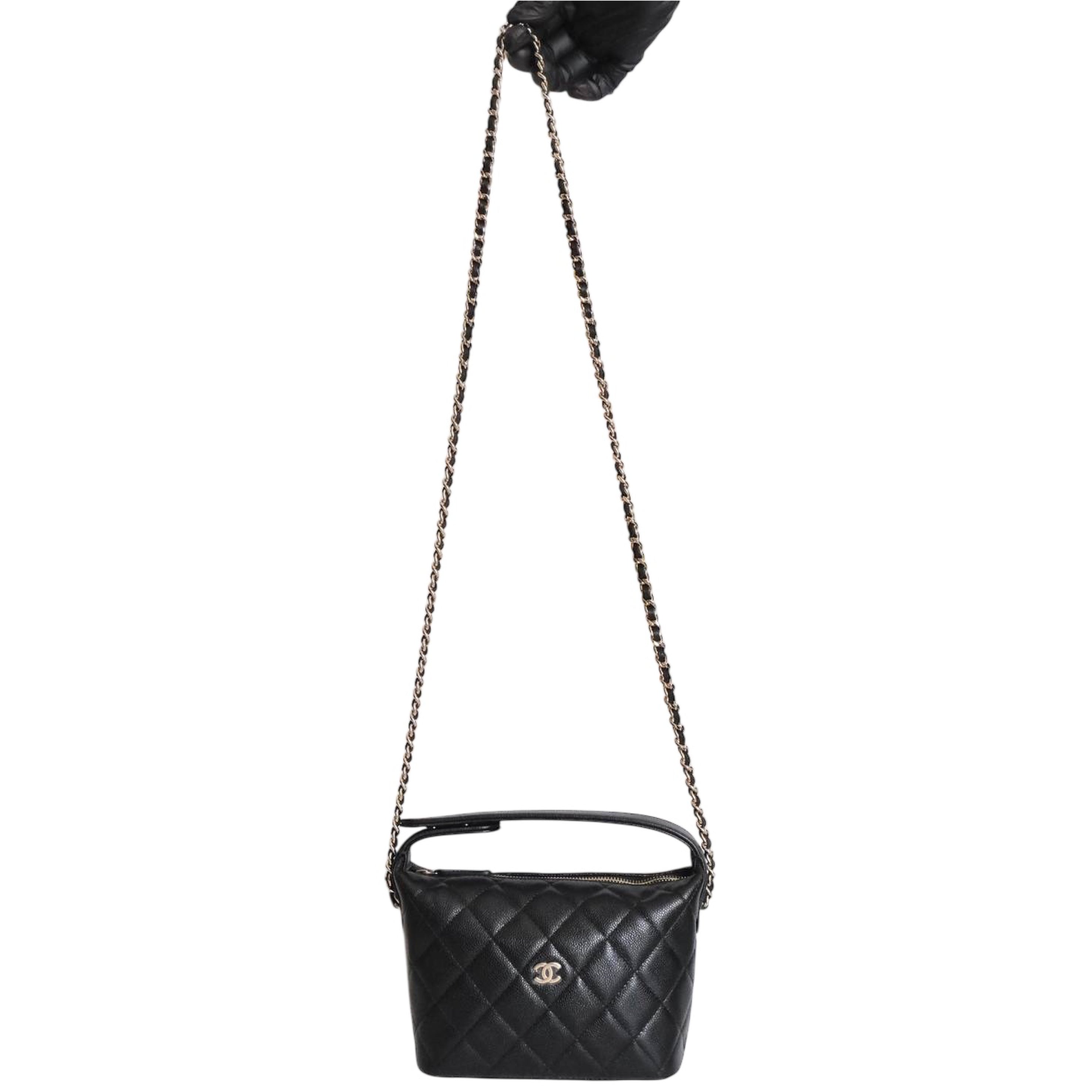 CHANEL - Hobo Slingbag Caviar Leather in Black (Gold Hardware)