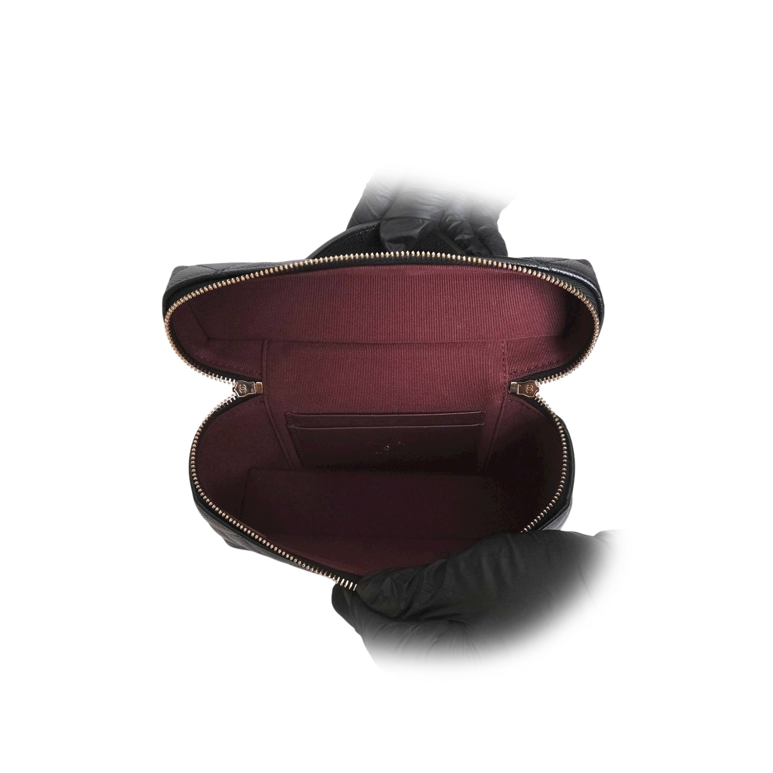 CHANEL - Vanity Bag Top Handle with Chain 25C Caviar Leather in Black (Gold Hardware)