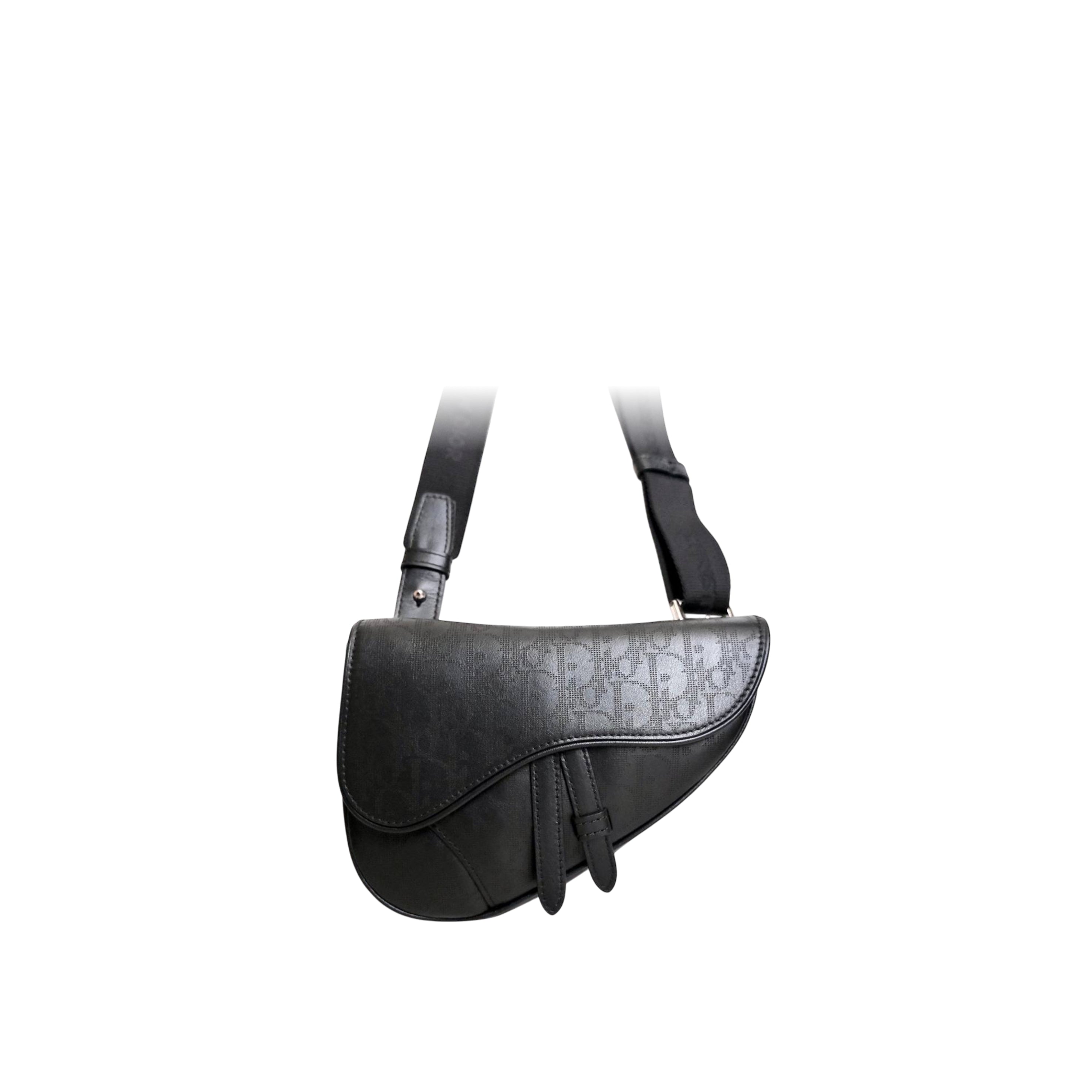 DIOR - Saddle Mini Slingbag Galaxy Oblique Leather in Black