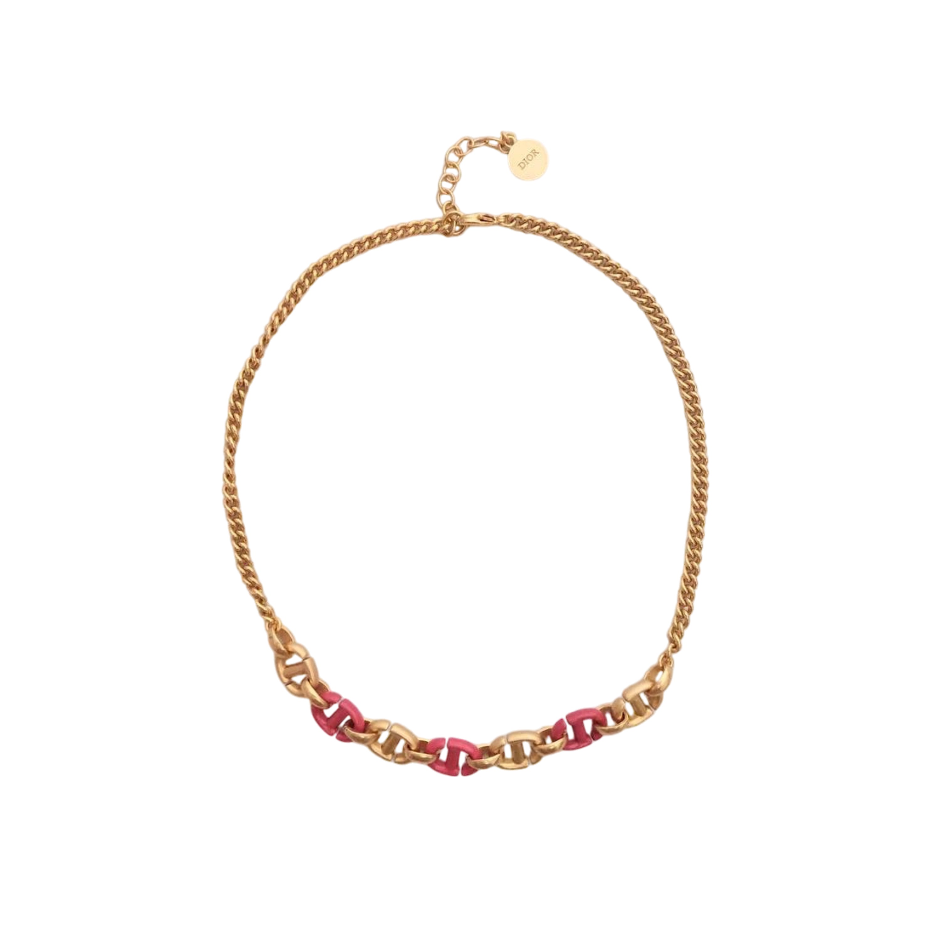 DIOR - CD Link Necklace in Red Raspberry
