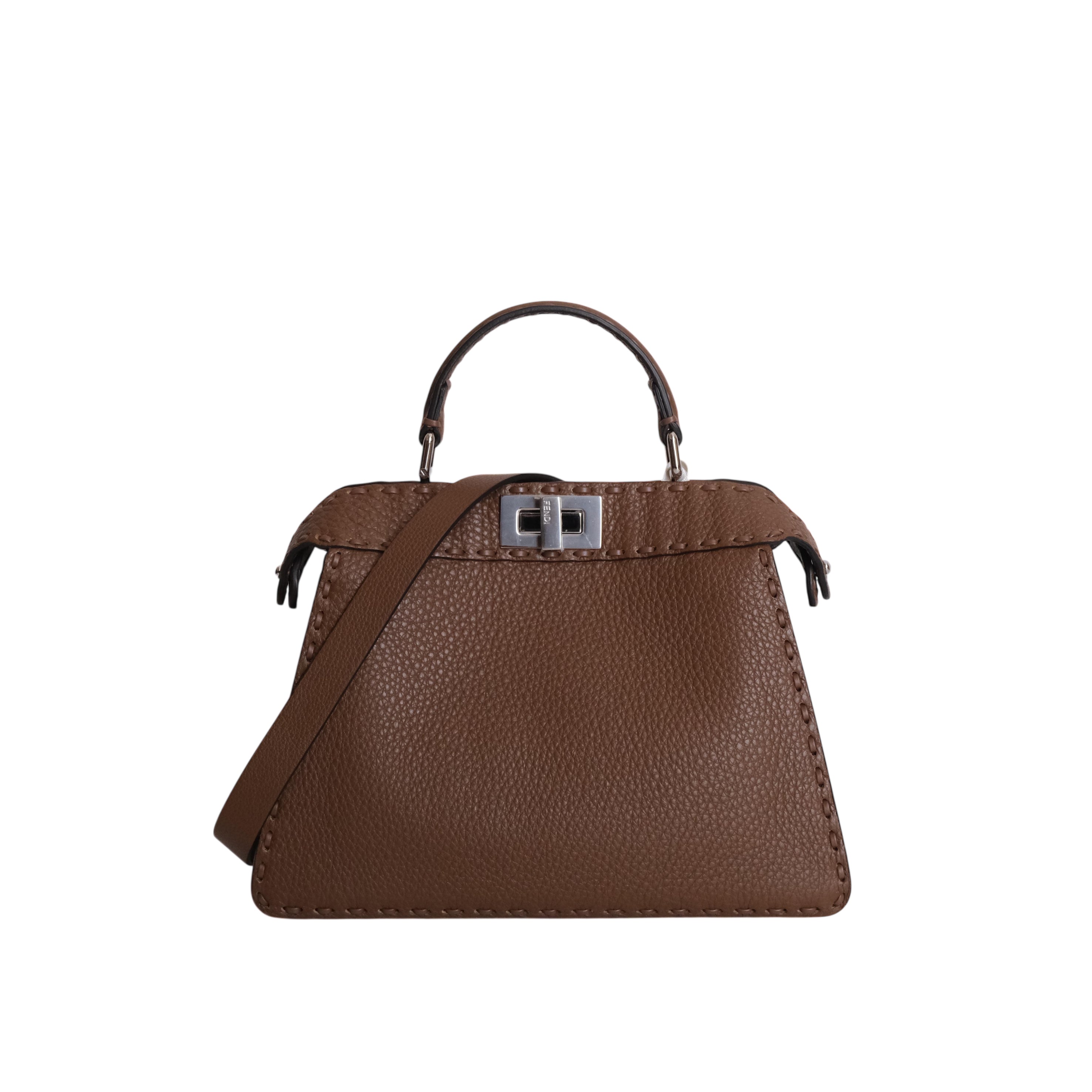 FENDI - Peekaboo iSeeU Selerissima Small Grained Leather in Dark Brown