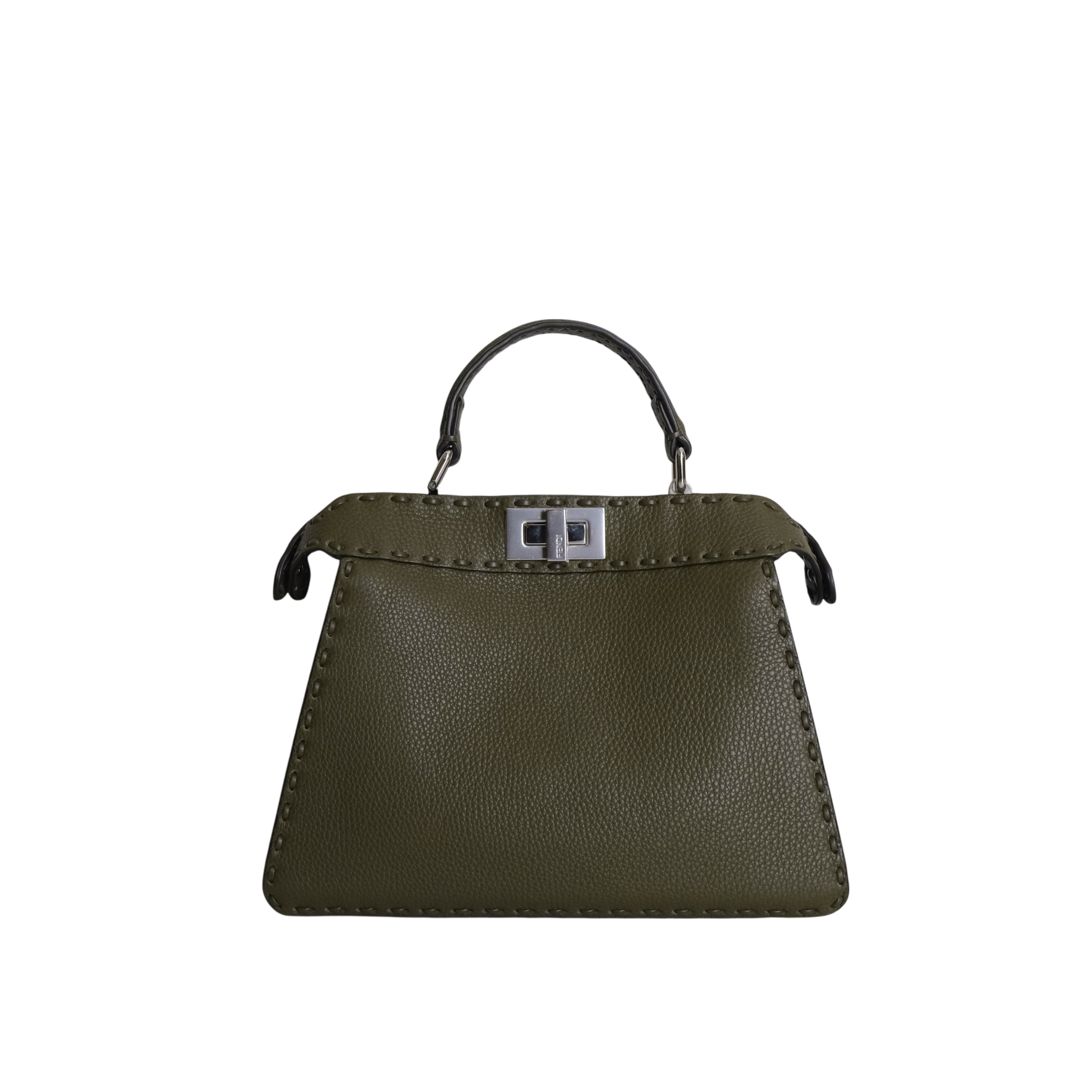 FENDI - Peekaboo iSeeU Selerissima Small Grained Leather in Dark Olive Green