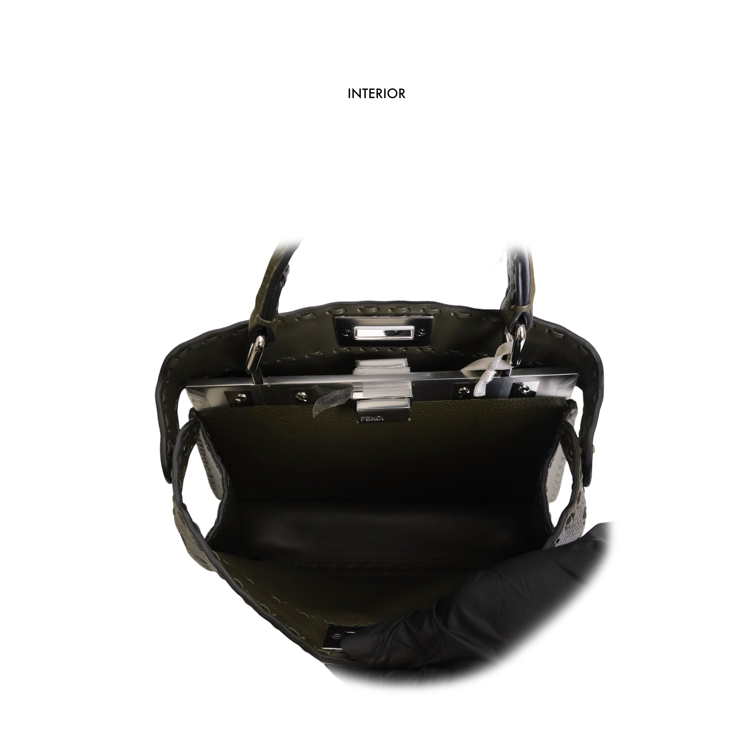 FENDI - Peekaboo iSeeU Selerissima Small Grained Leather in Dark Olive Green