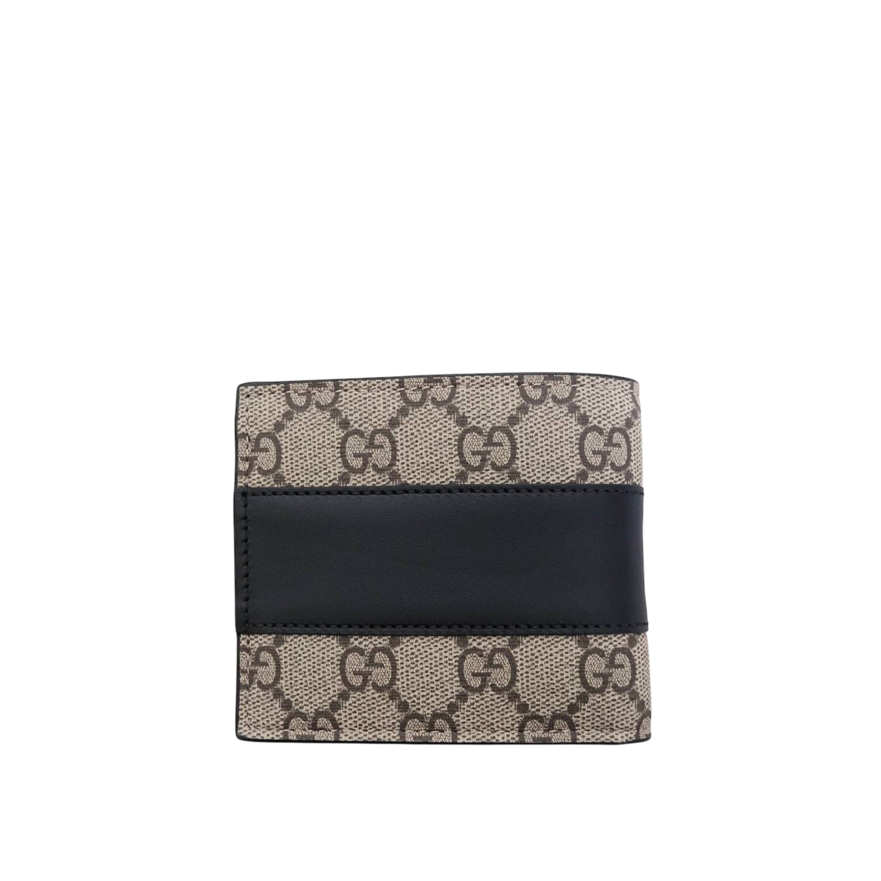 GUCCI - GG Canvas Supreme & Leather Compact Bifold Wallet In Beige/ Black