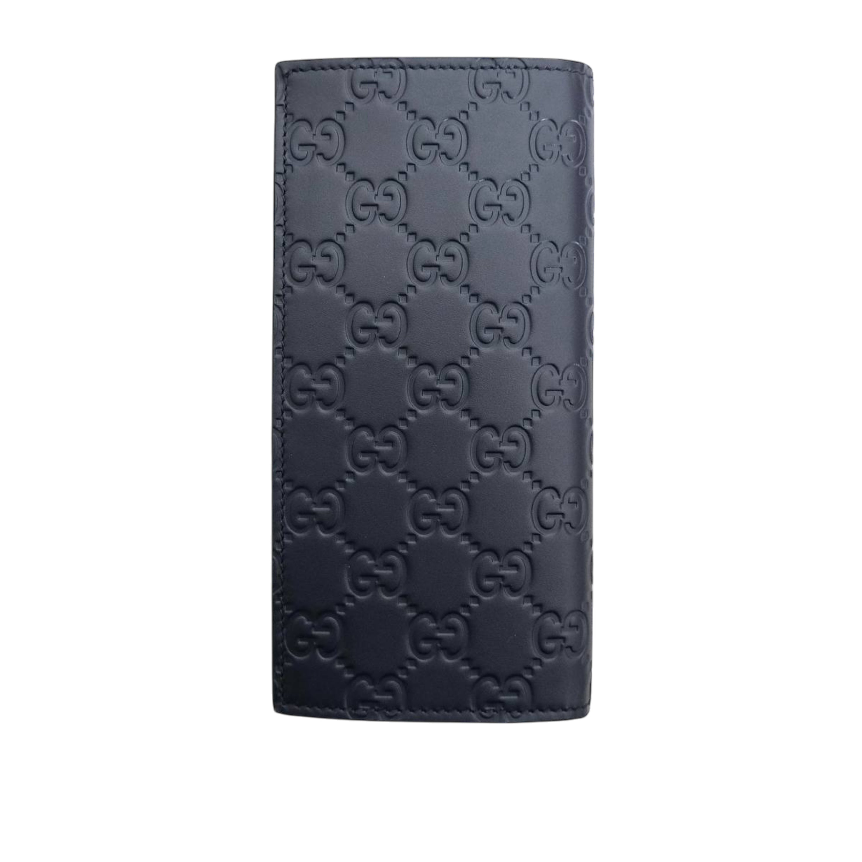 GUCCI - Signature Guccissima Leather Long Bifold Wallet in Dark Blue