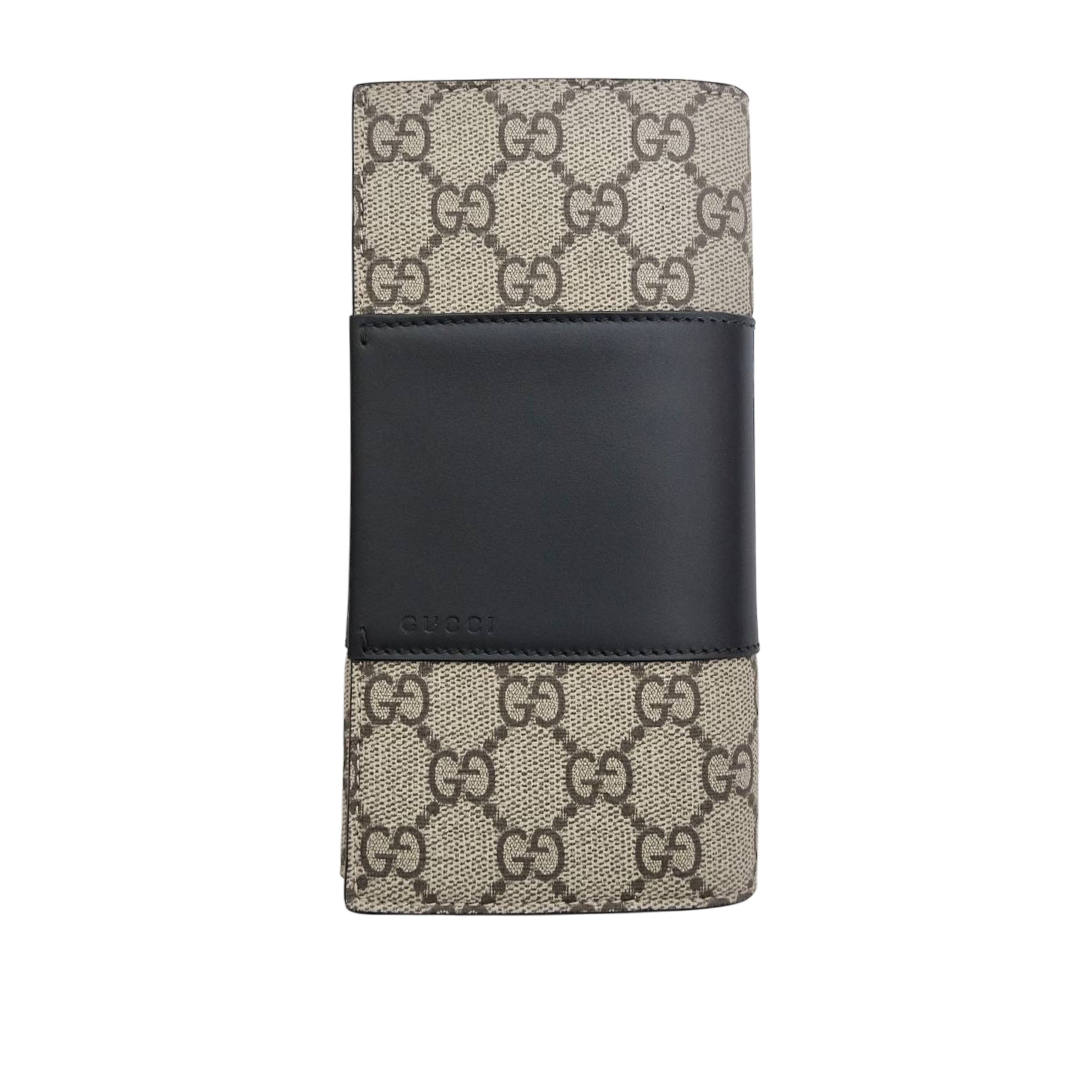 GUCCI - GG Canvas Supreme & Leather Long Bifold Wallet in Beige/Black