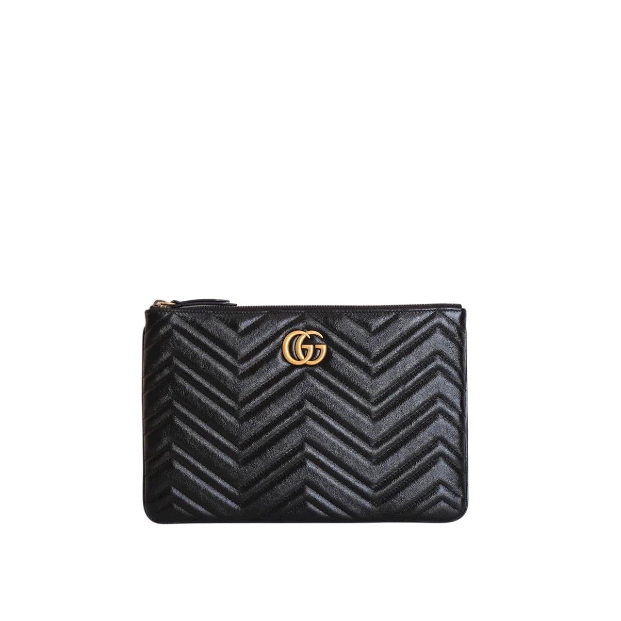 GUCCI - Marmont Clutch in Black (Gold Hardware)