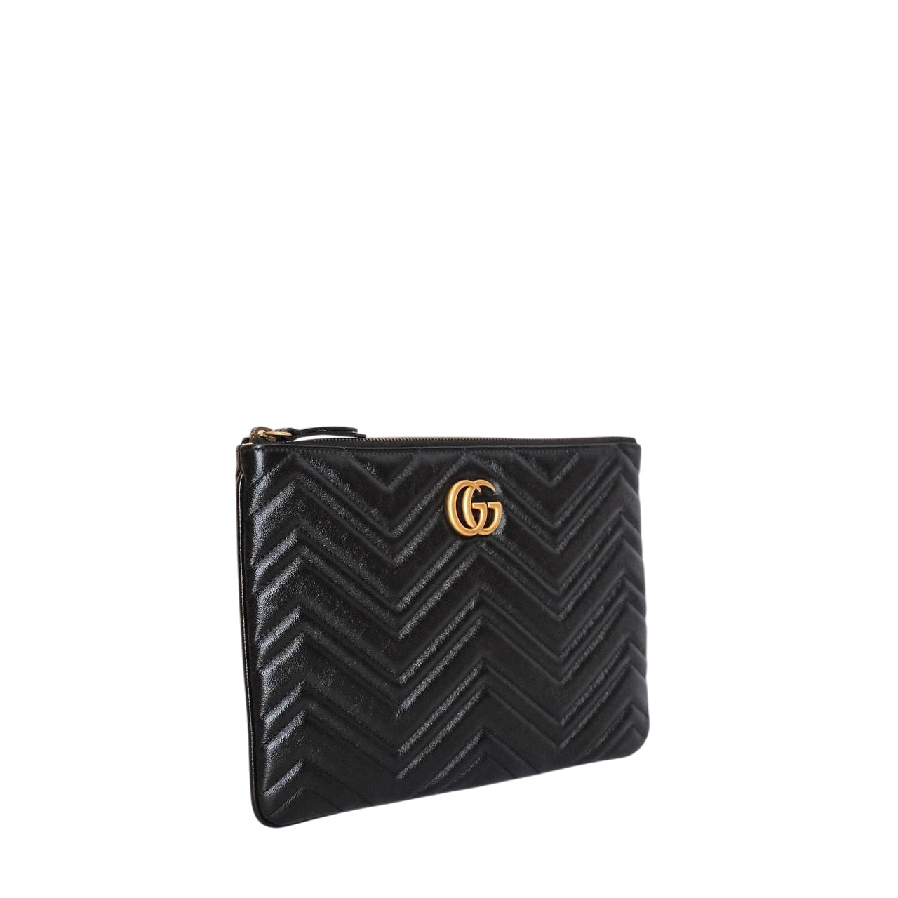 GUCCI - Marmont Clutch in Black (Gold Hardware)
