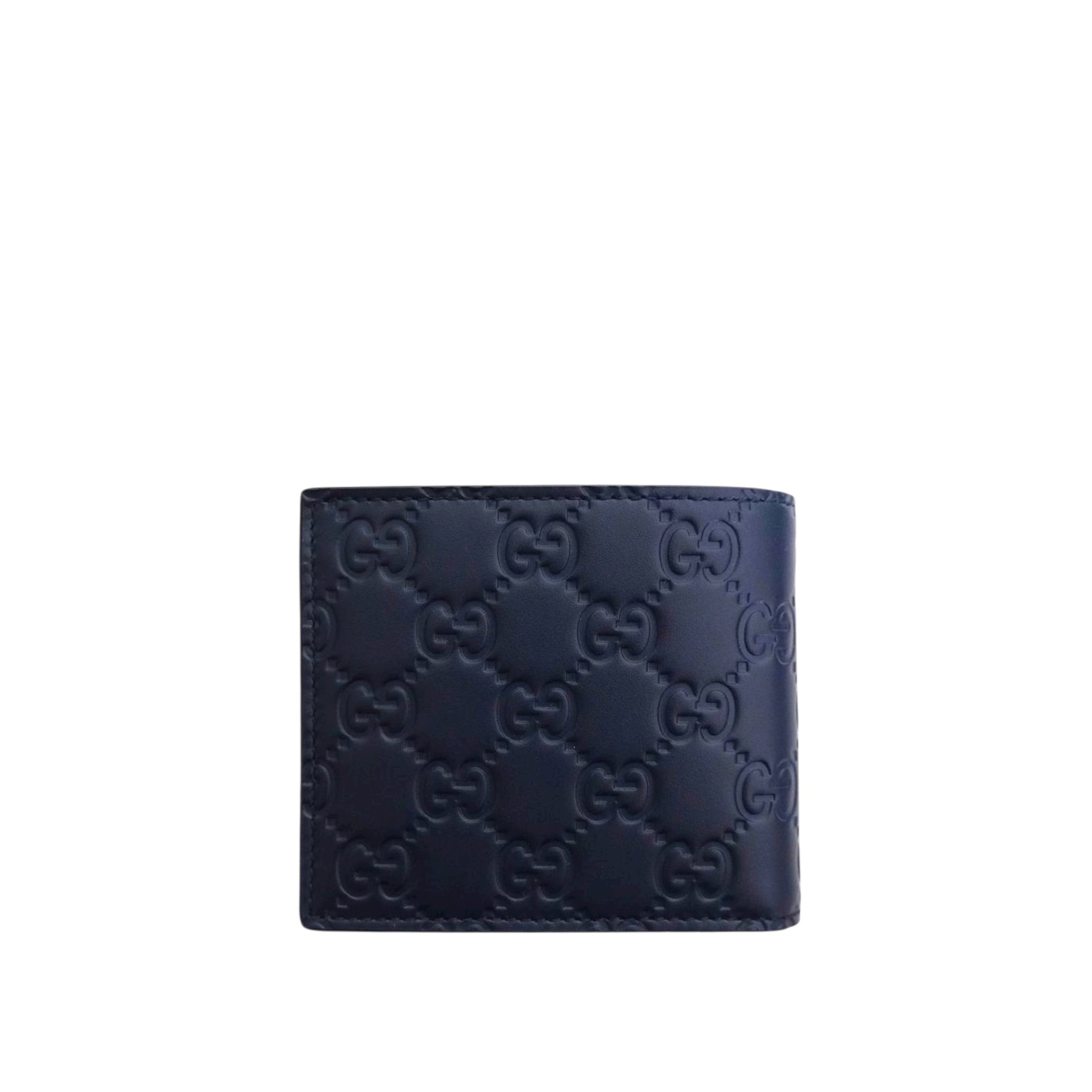 GUCCI - Signature Guccissima Leather Compact Bifold Wallet in Blue