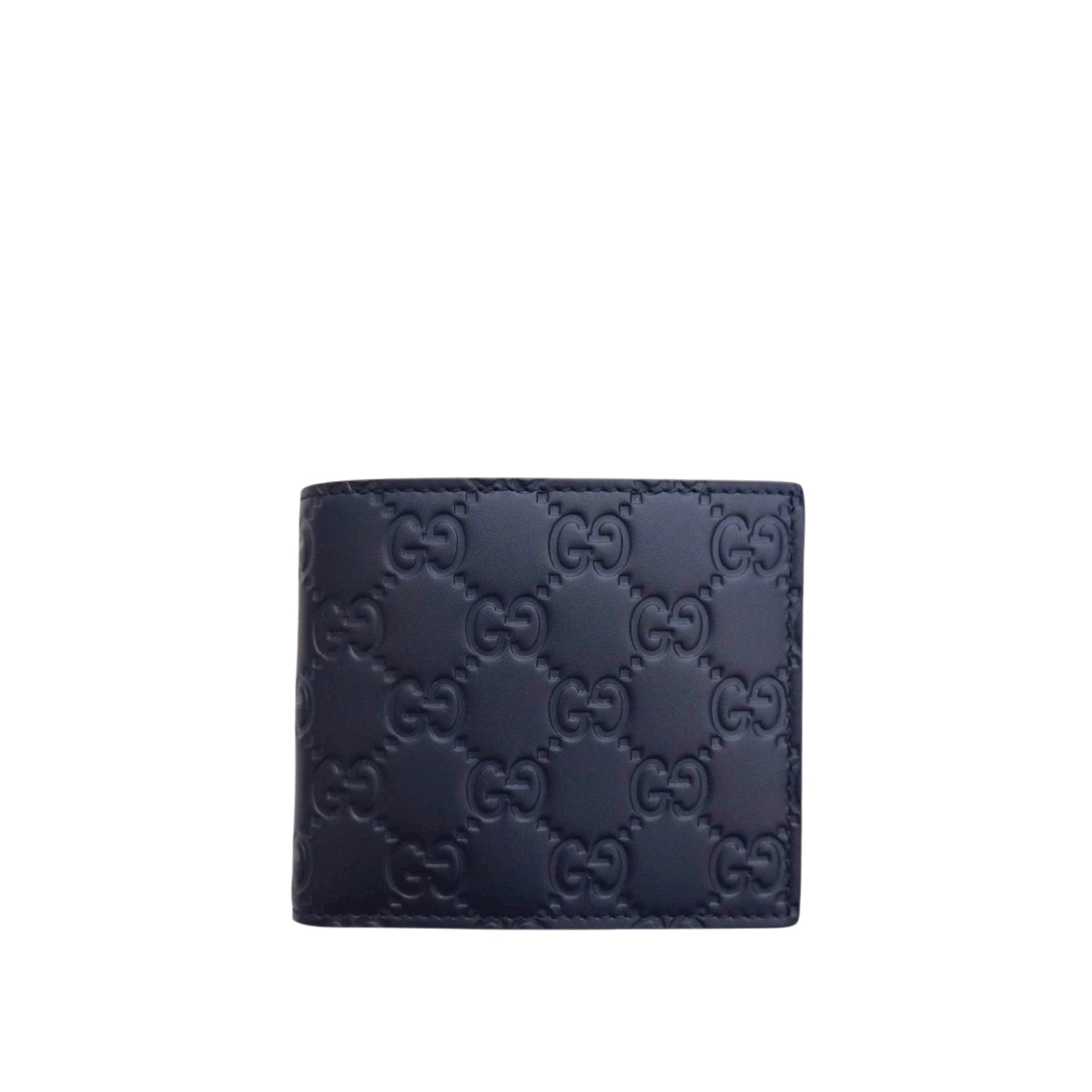 GUCCI - Signature Guccissima Leather Compact Bifold Wallet in Blue