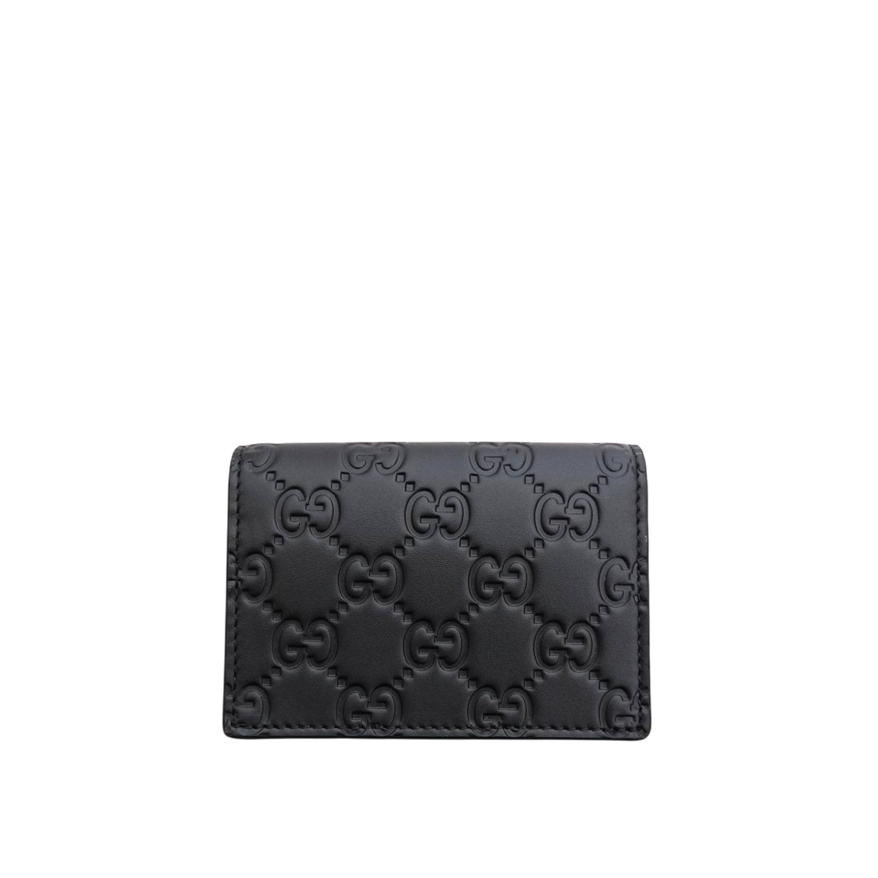 GUCCI - Signature Guccissima Leather Flap Card Wallet in Black