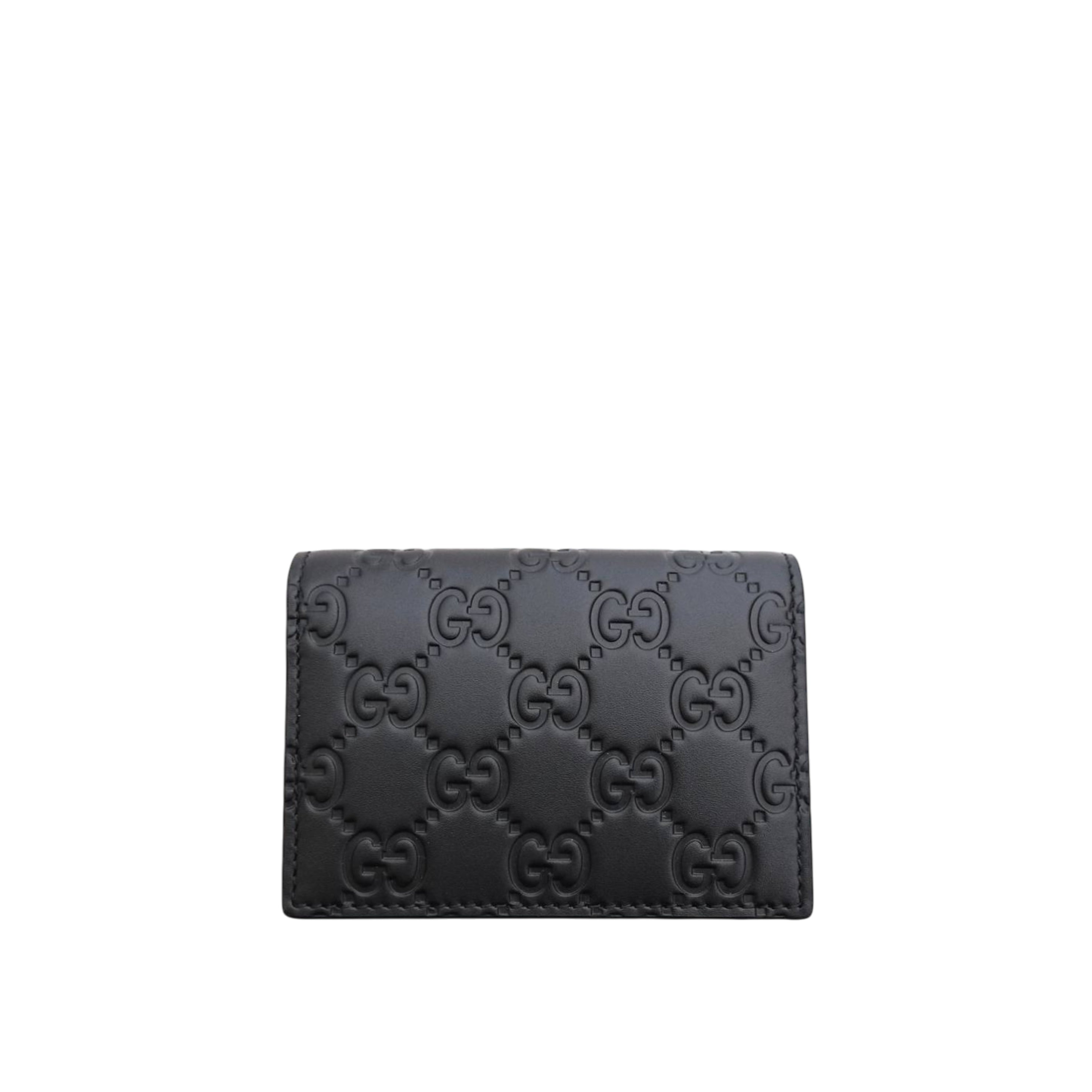 GUCCI - Signature Guccissima Leather Flap Card Wallet in Black