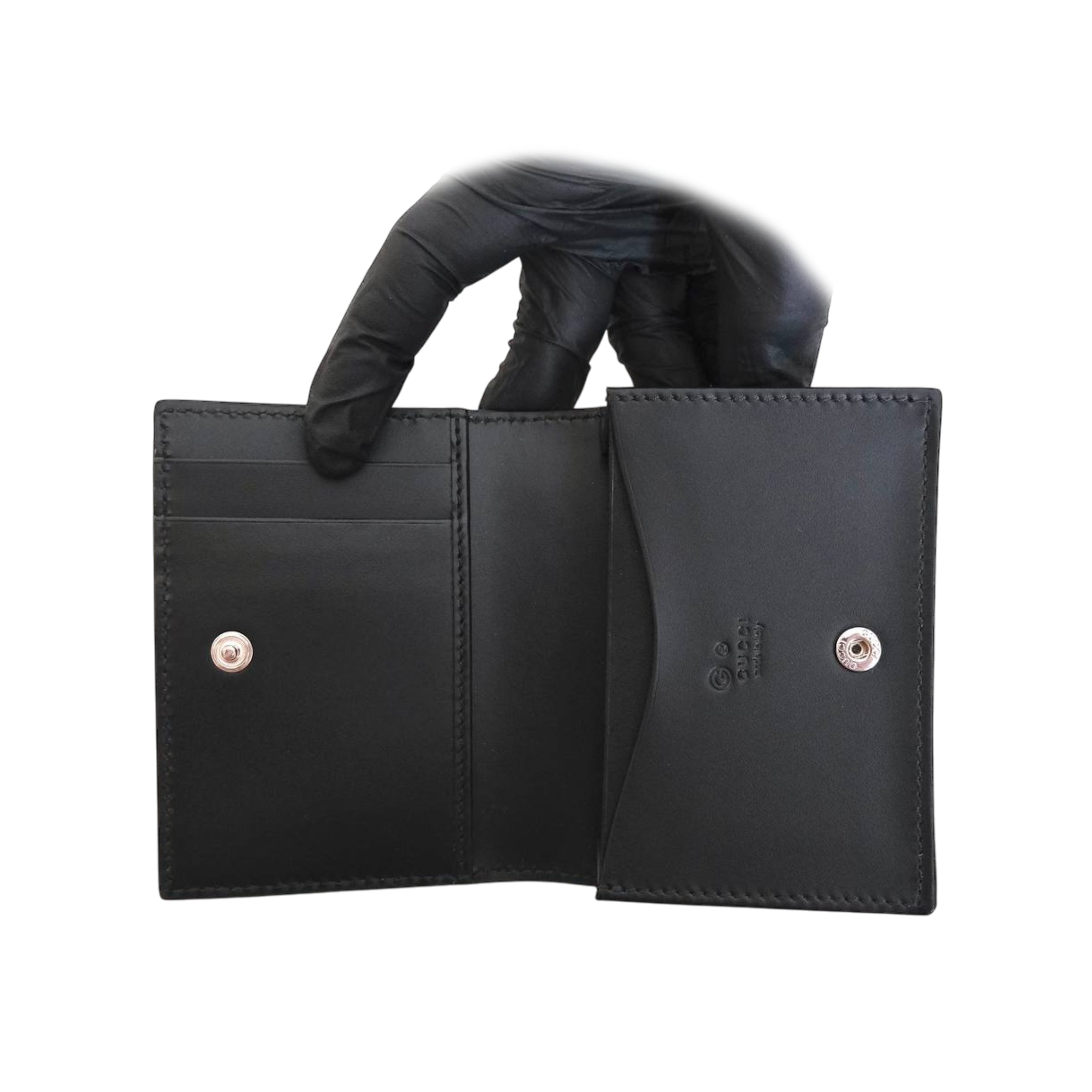 GUCCI - Signature Guccissima Leather Flap Card Wallet in Black