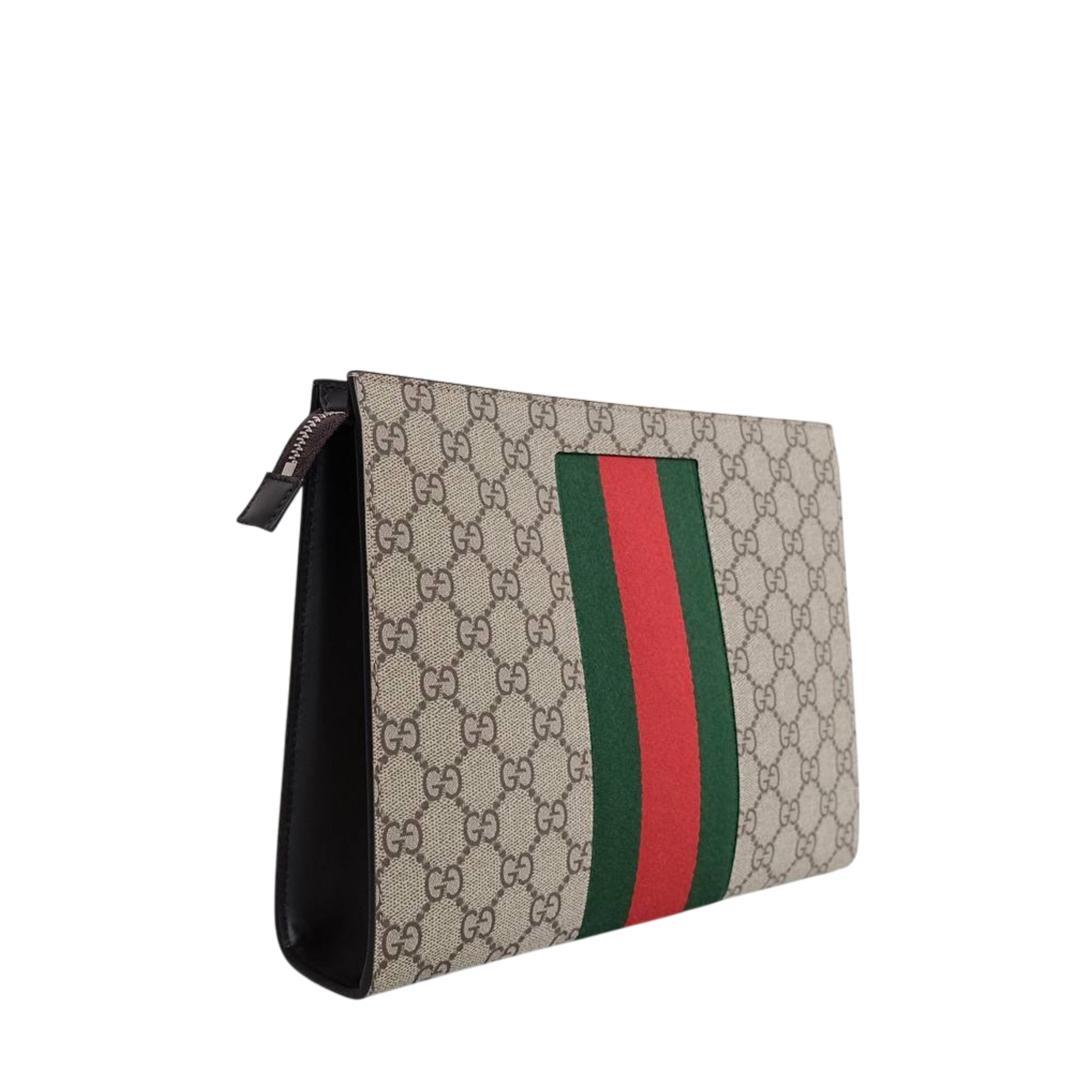 GUCCI - Pouch GG Supreme Canvas Tricolor Web in Beige