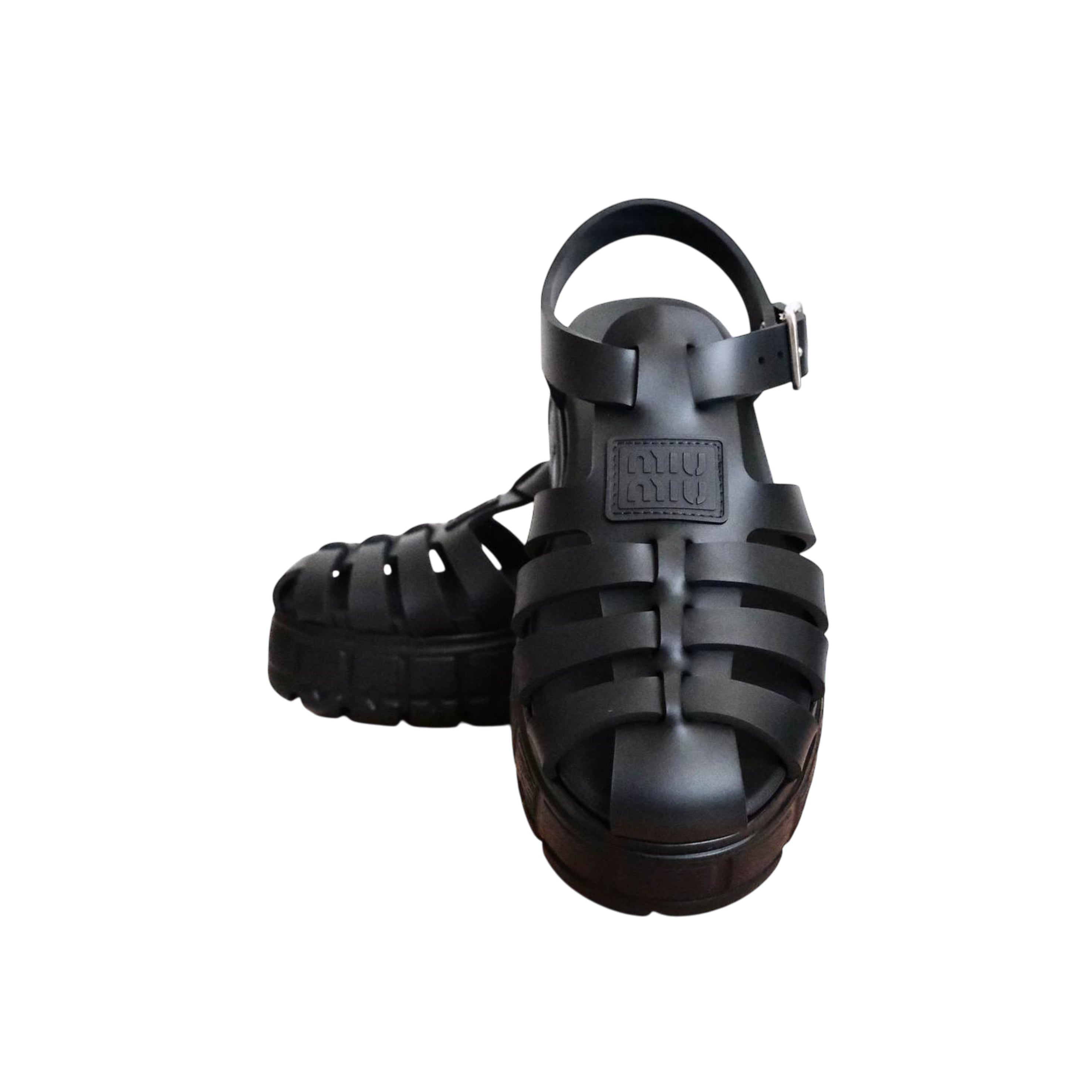 MIU MIU - Eva Platform Cage Rubber Sandals in Black