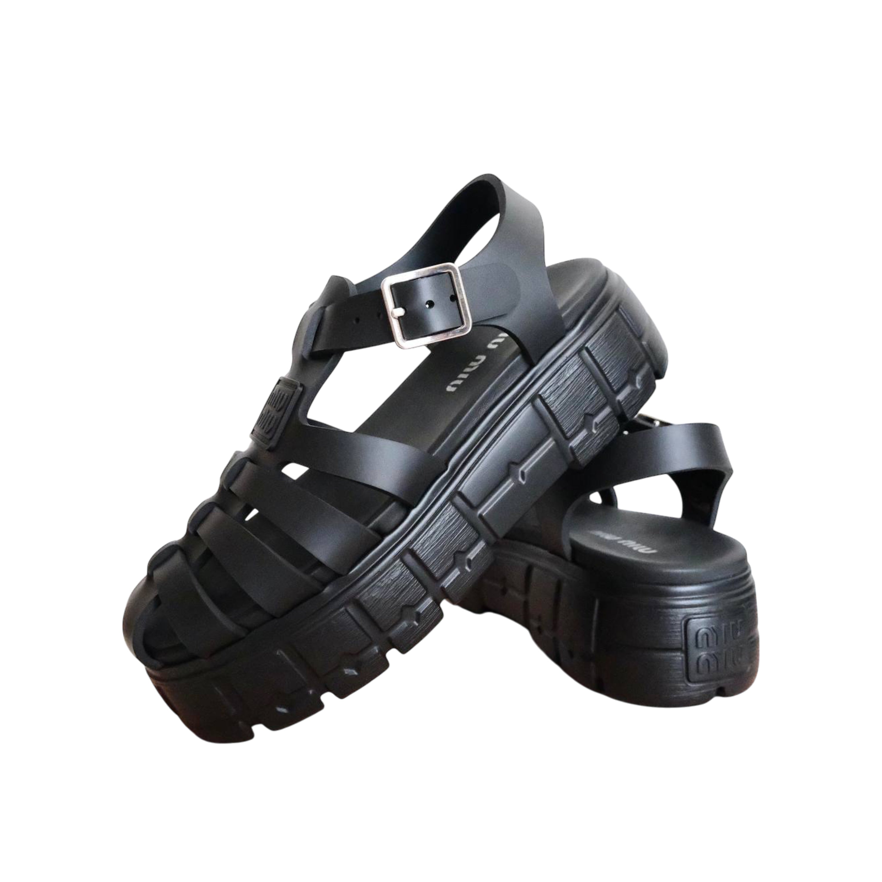 MIU MIU - Eva Platform Cage Rubber Sandals in Black