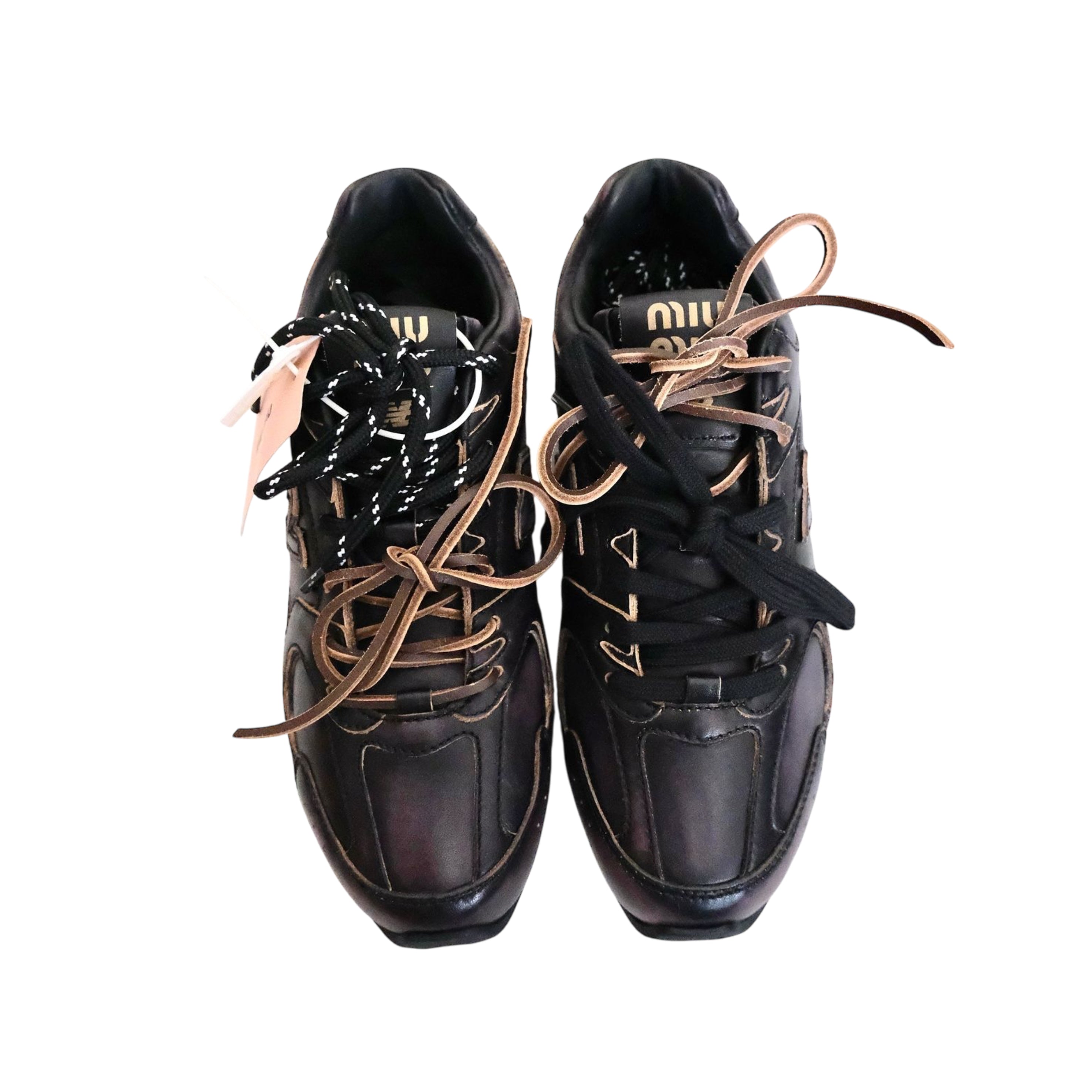 MIU MIU - MIU MIU X NEW BALANCE 530 SL Leather Sneakers in Black