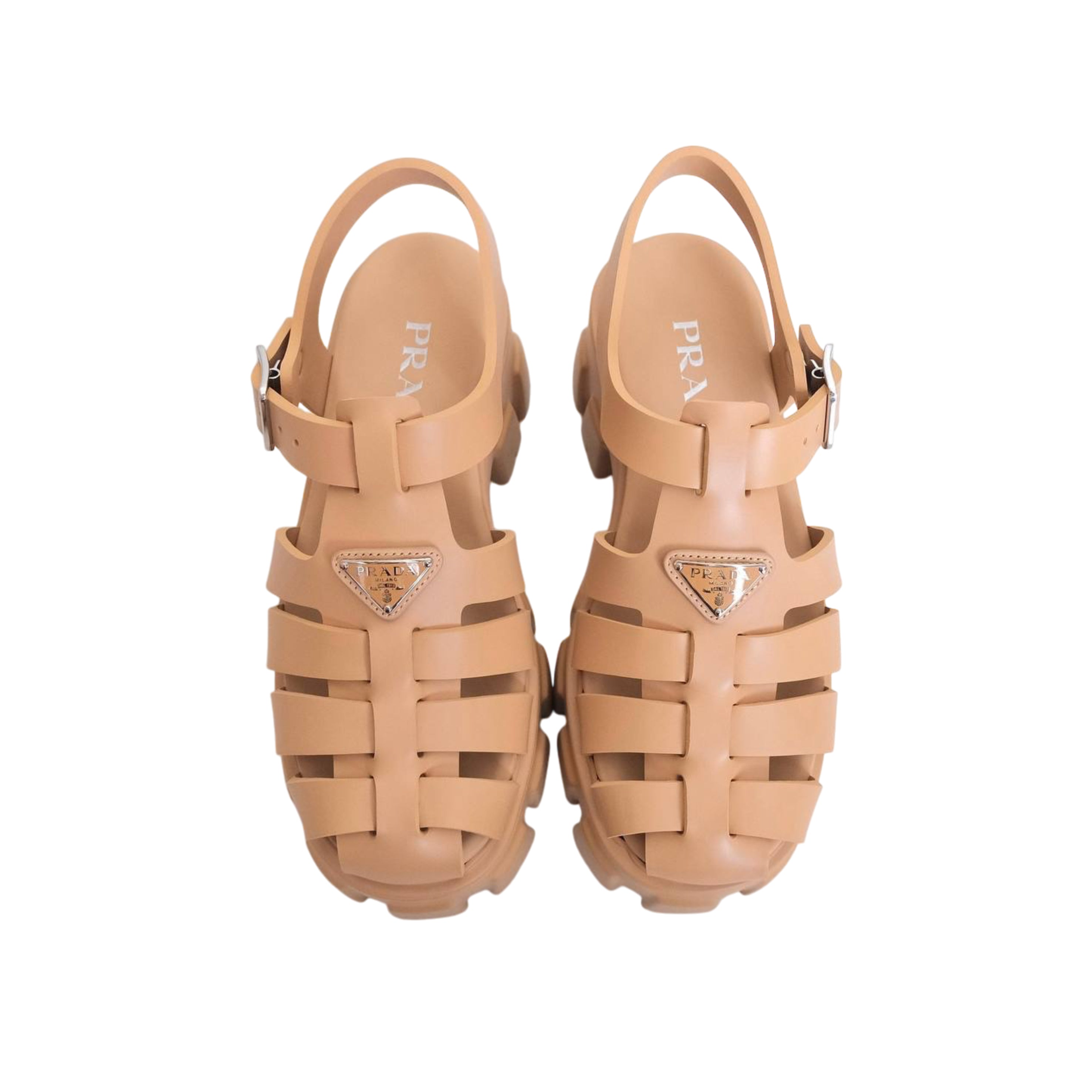 PRADA - Monolith Platform Rubber Sandals in Barley