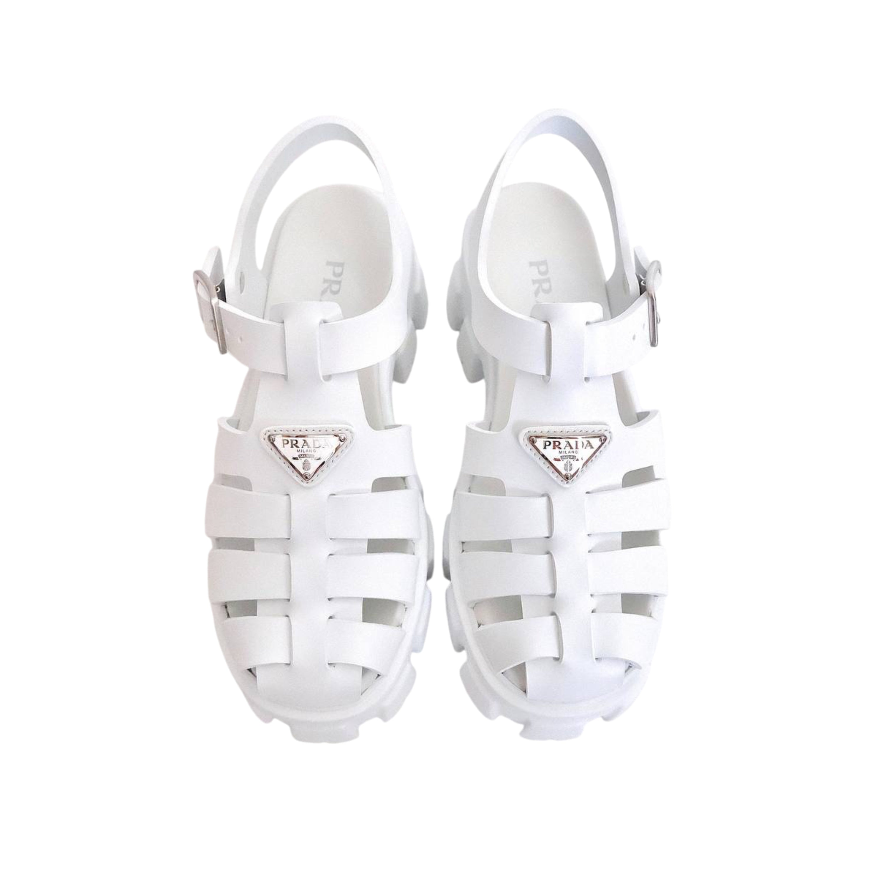 PRADA - Rubber Sandals Monolith Platform in White