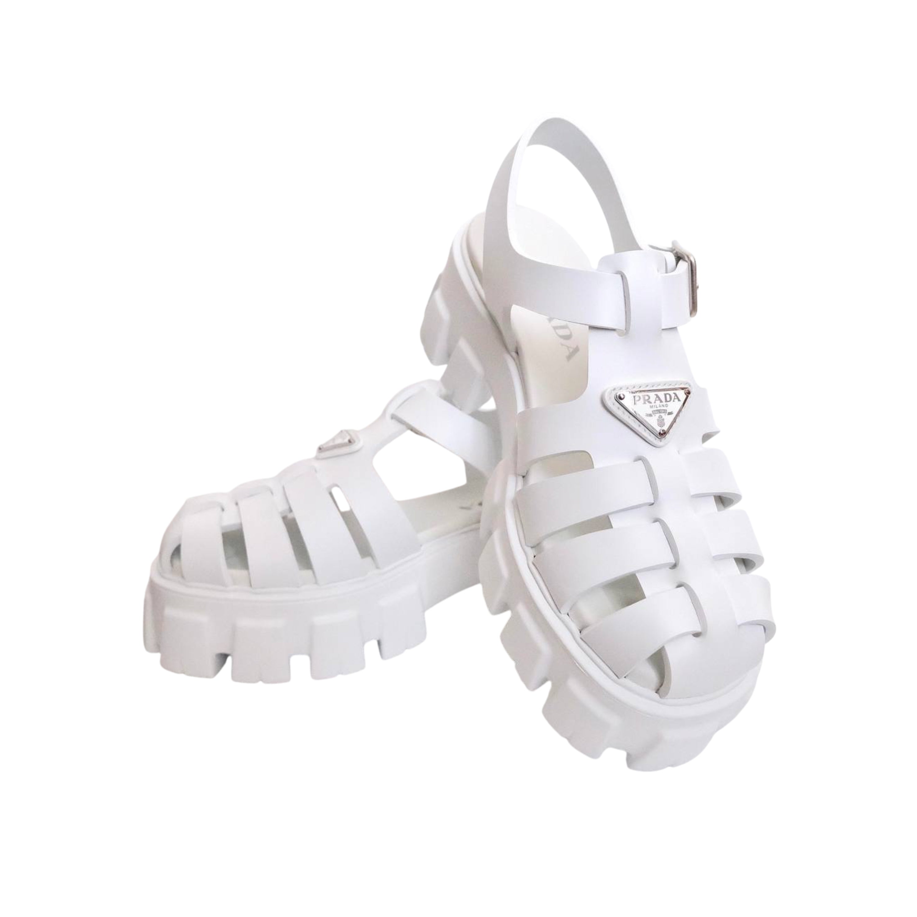 PRADA - Rubber Sandals Monolith Platform in White
