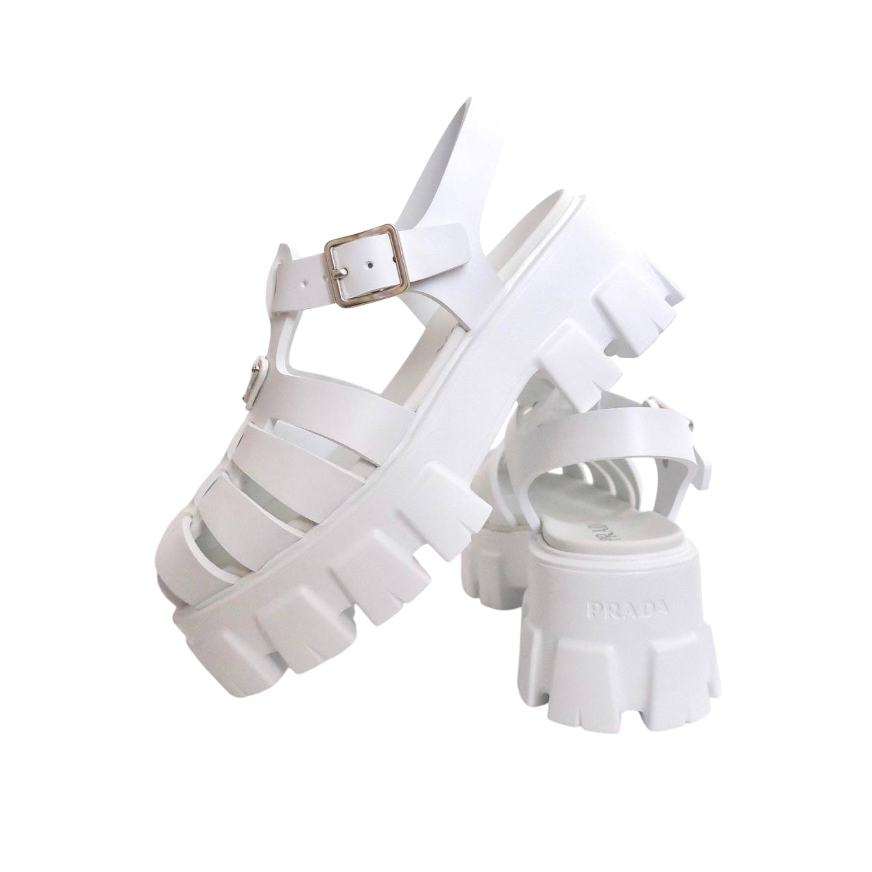 PRADA - Rubber Sandals Monolith Platform in White